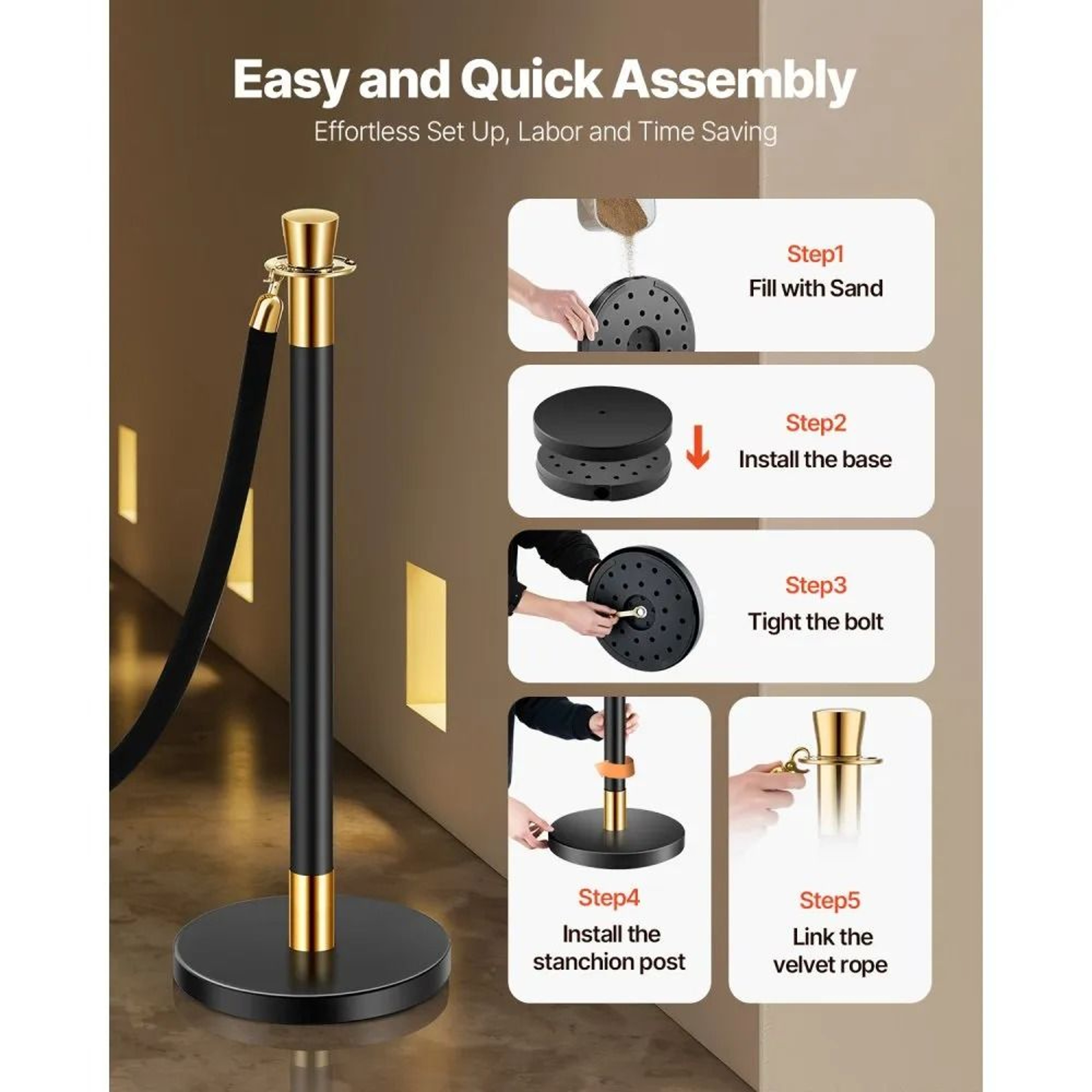 Stanchions And Velvet Ropes Crowd Control Barriers With Stainless Steel Posts And Fillable Bases 3