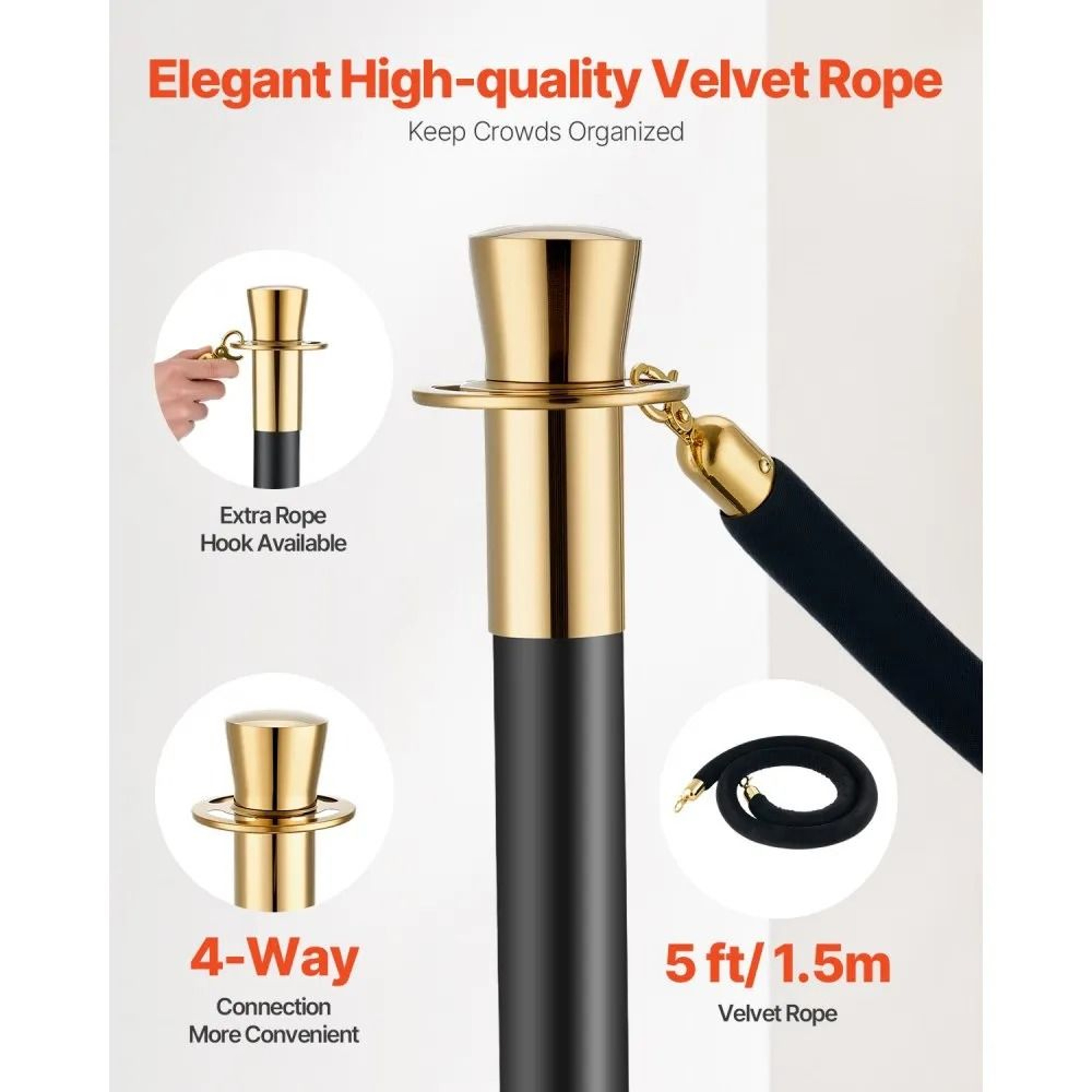 Stanchions And Velvet Ropes Crowd Control Barriers With Stainless Steel Posts And Fillable Bases 4