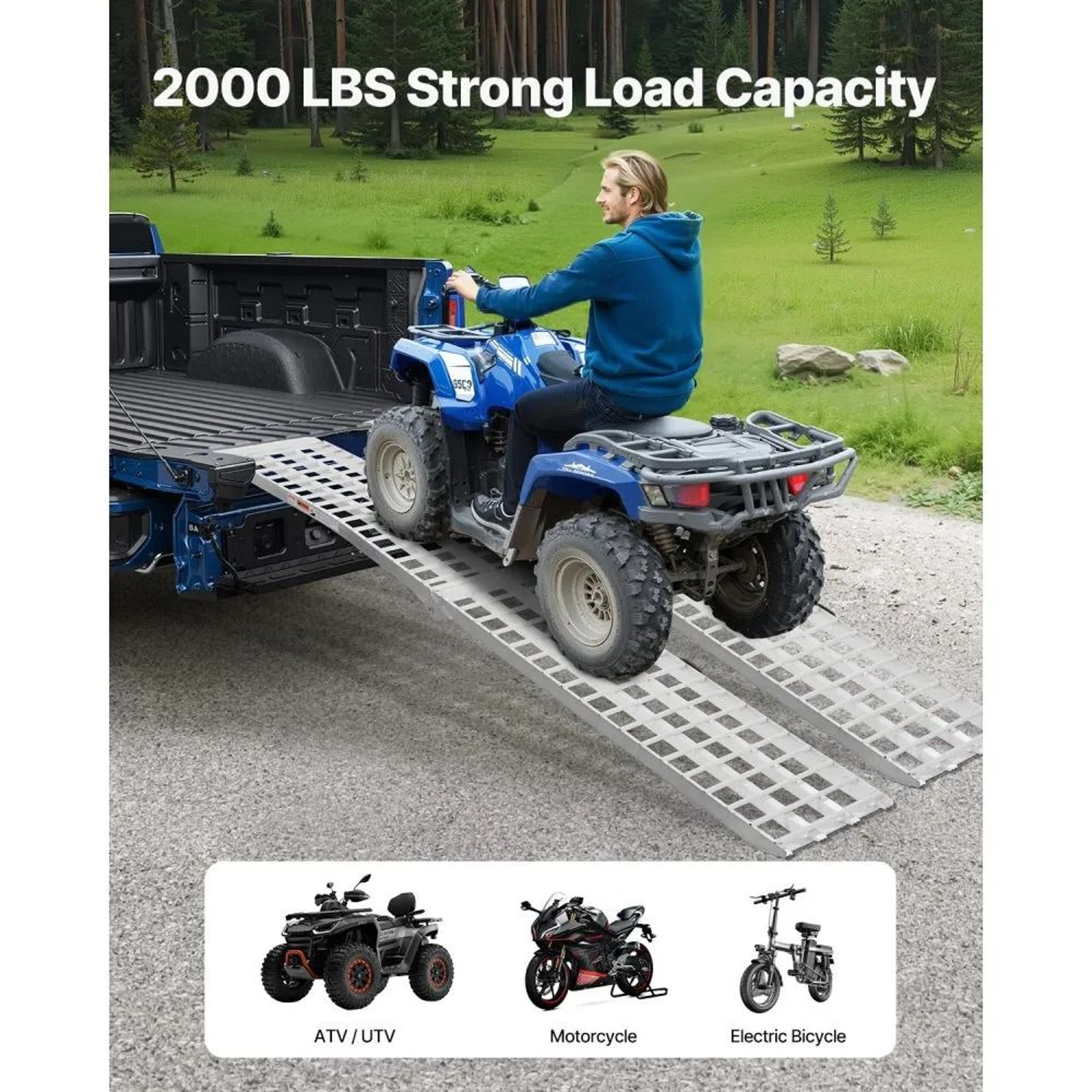 Aluminum Loading Ramps 2Pack With 2000 Lb Capacity And Folding Design 1