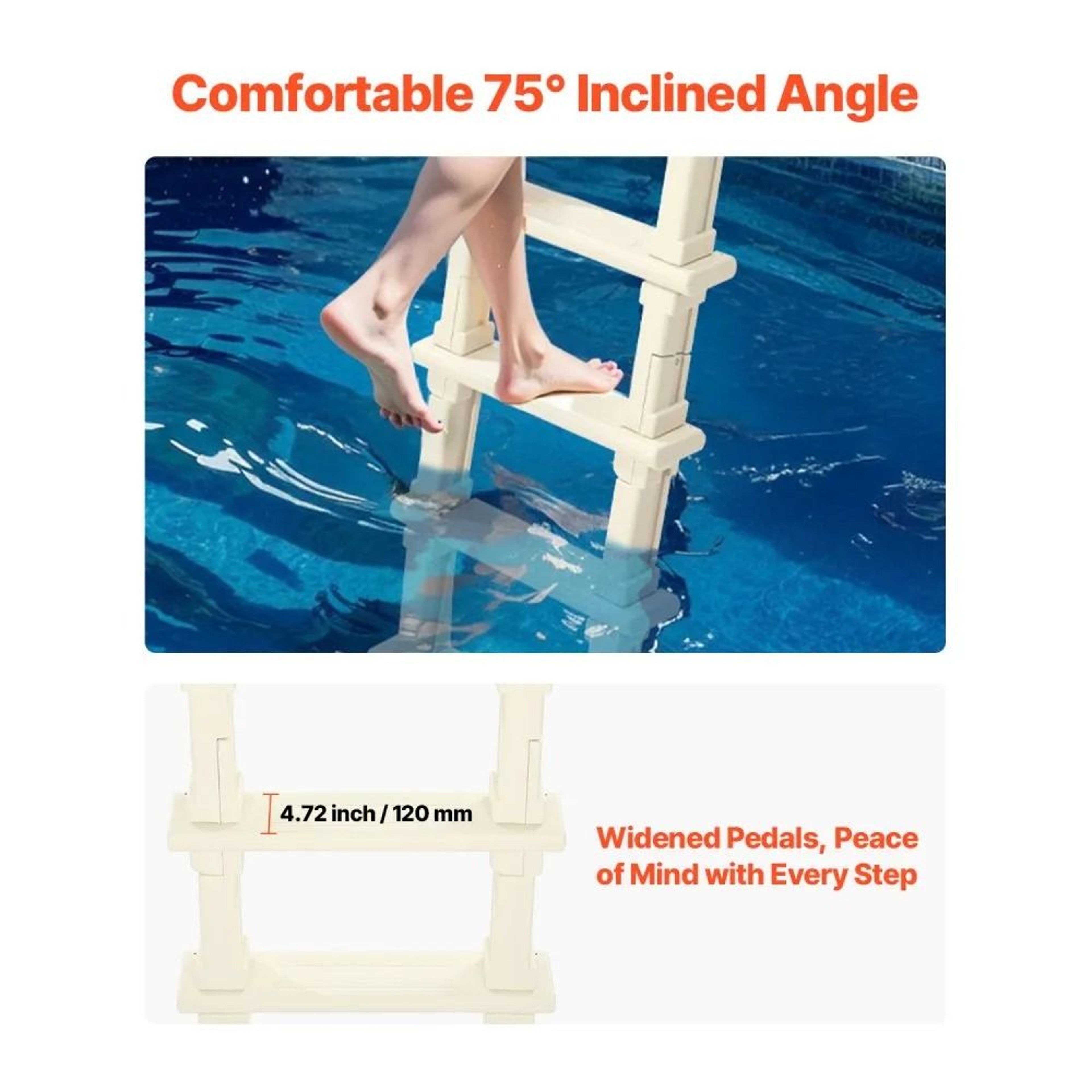 Swimming Pool Ladder With 5 NonSlip Steps And Double Handrails For 4854 Inch Pools 4