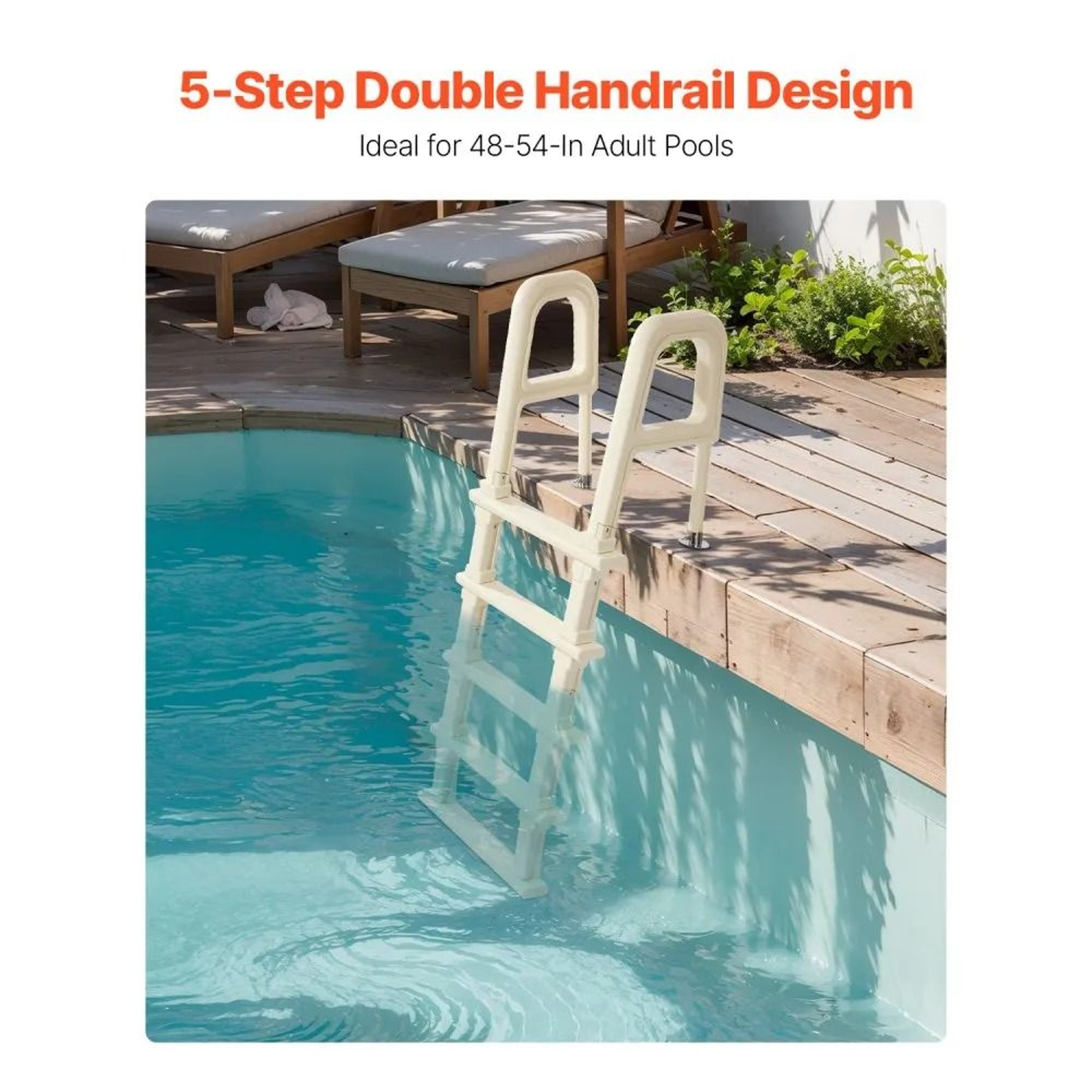 Swimming Pool Ladder With 5 NonSlip Steps And Double Handrails For 4854 Inch Pools 2