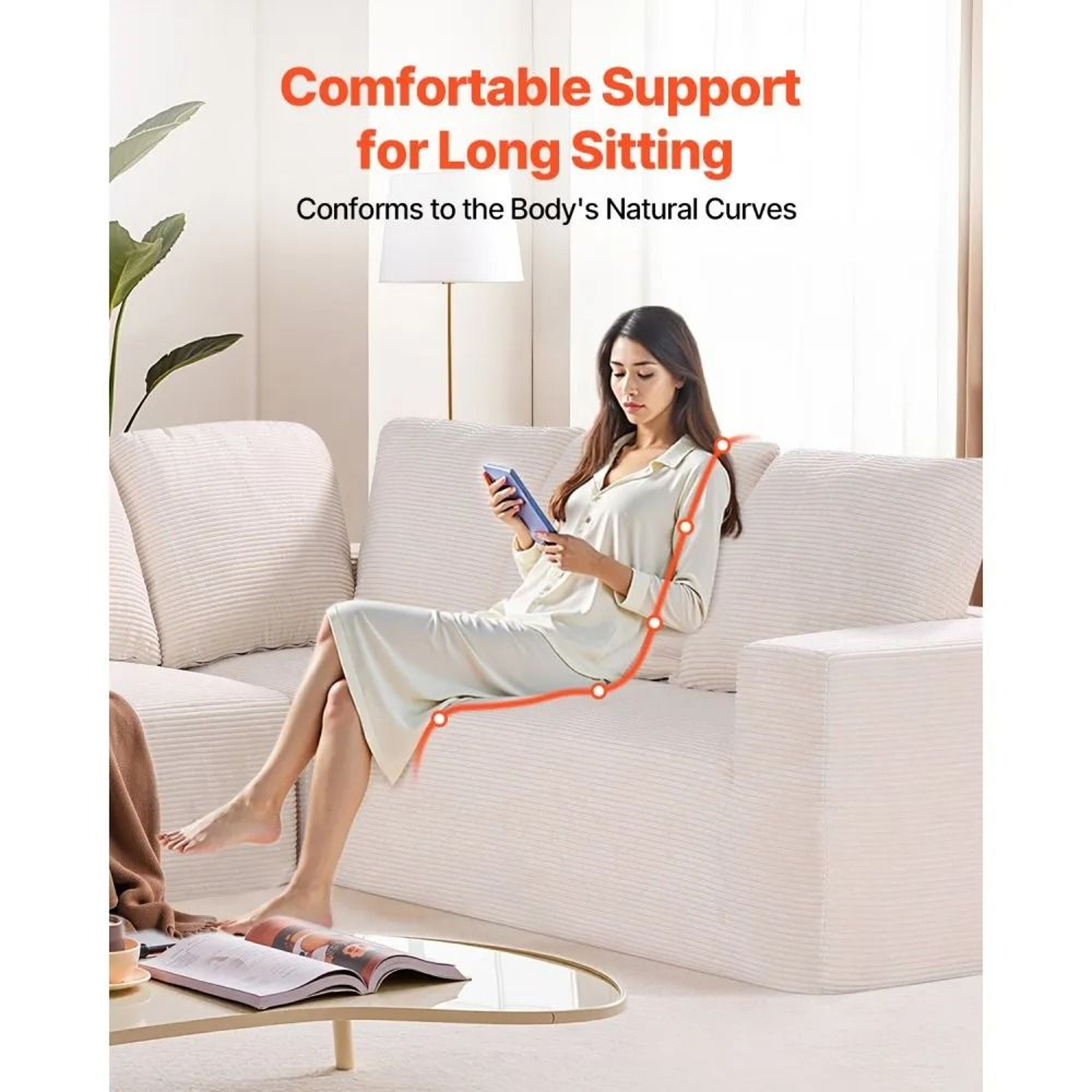Modular Sectional Sofa L Shaped Corduroy Cloud Couch With Deep Seating 3