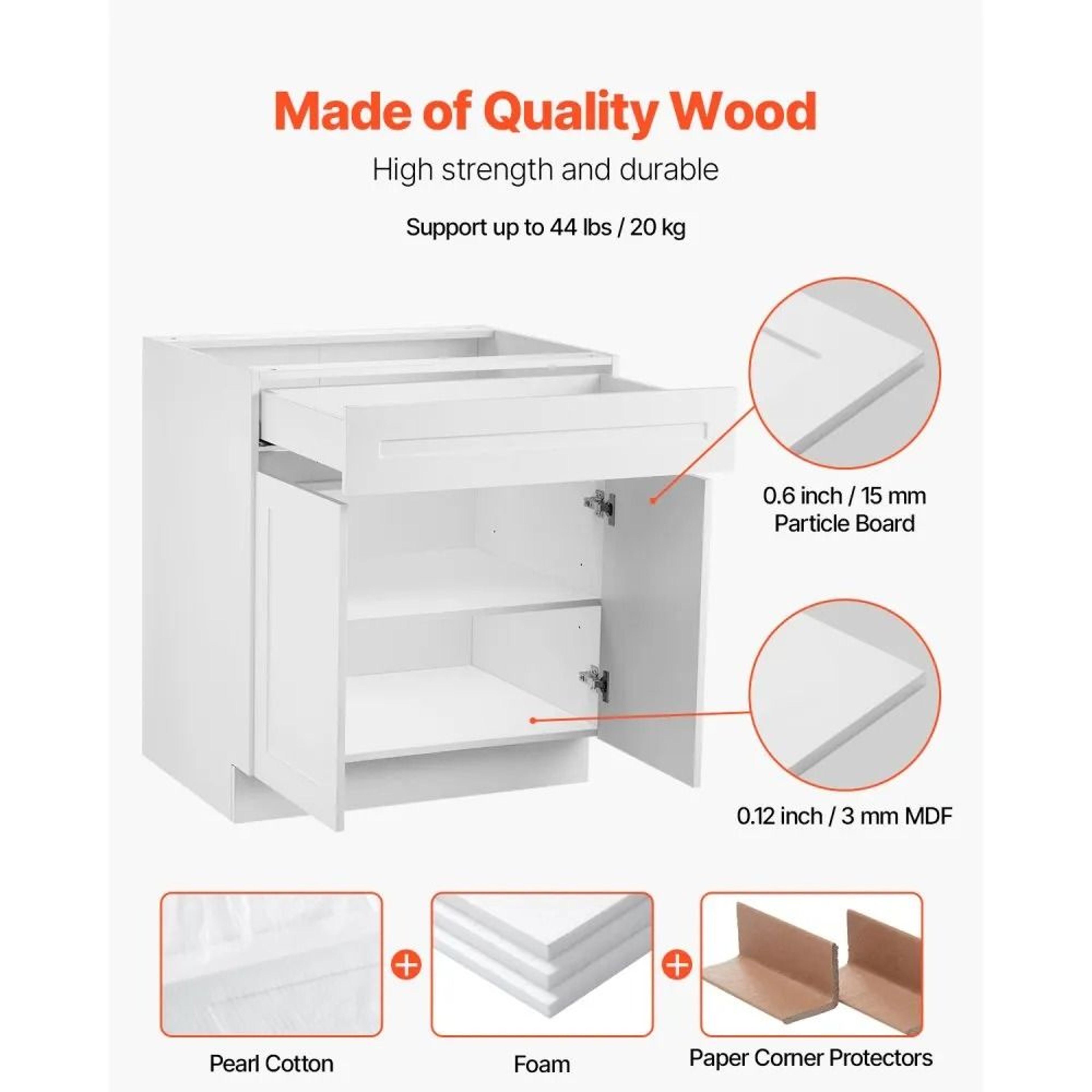 White Shaker Base Cabinet 36 Inch With Drawer And SoftClose Doors 2