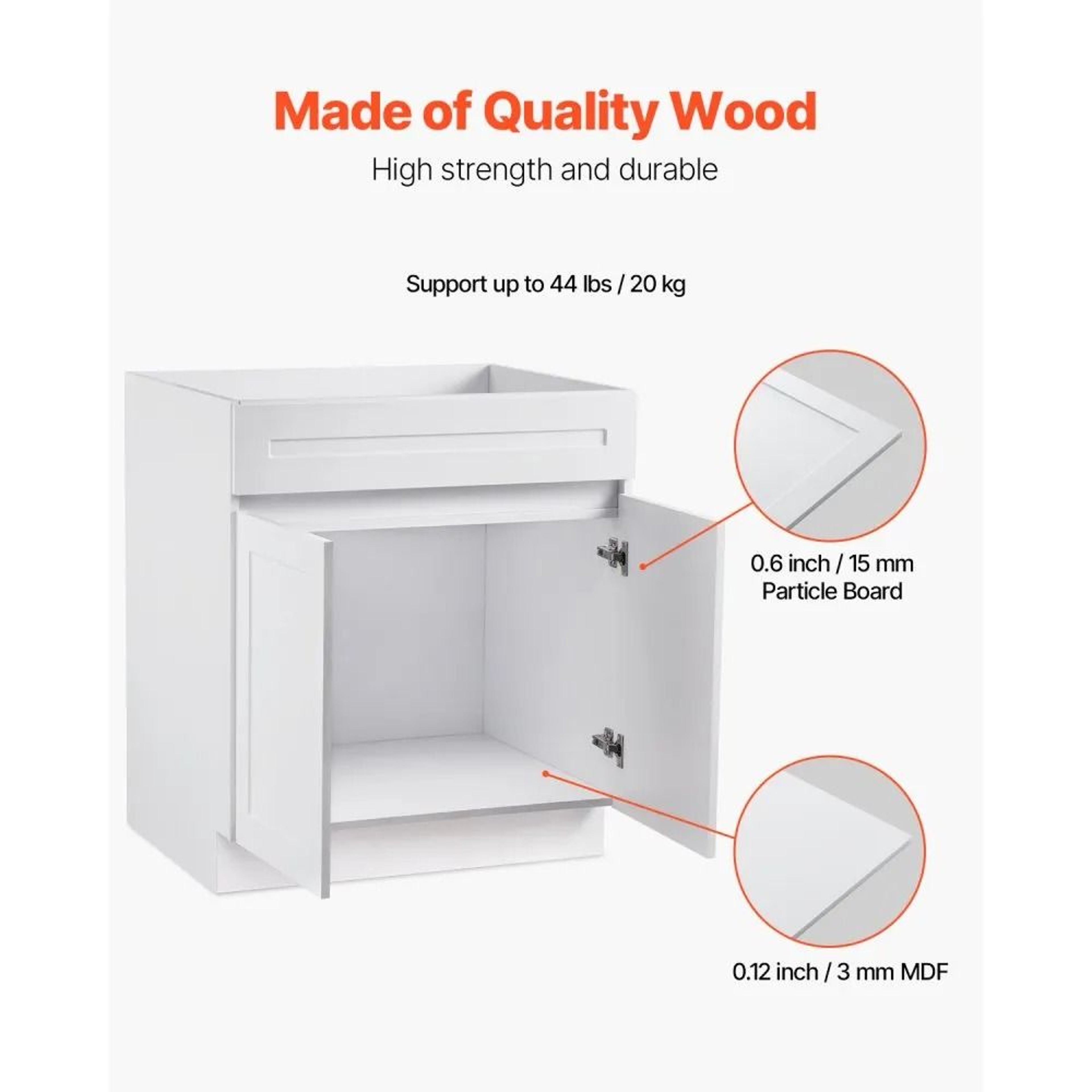 White Shaker Base Cabinet 30 Inch With SoftClose Doors And Adjustable Shelf 2