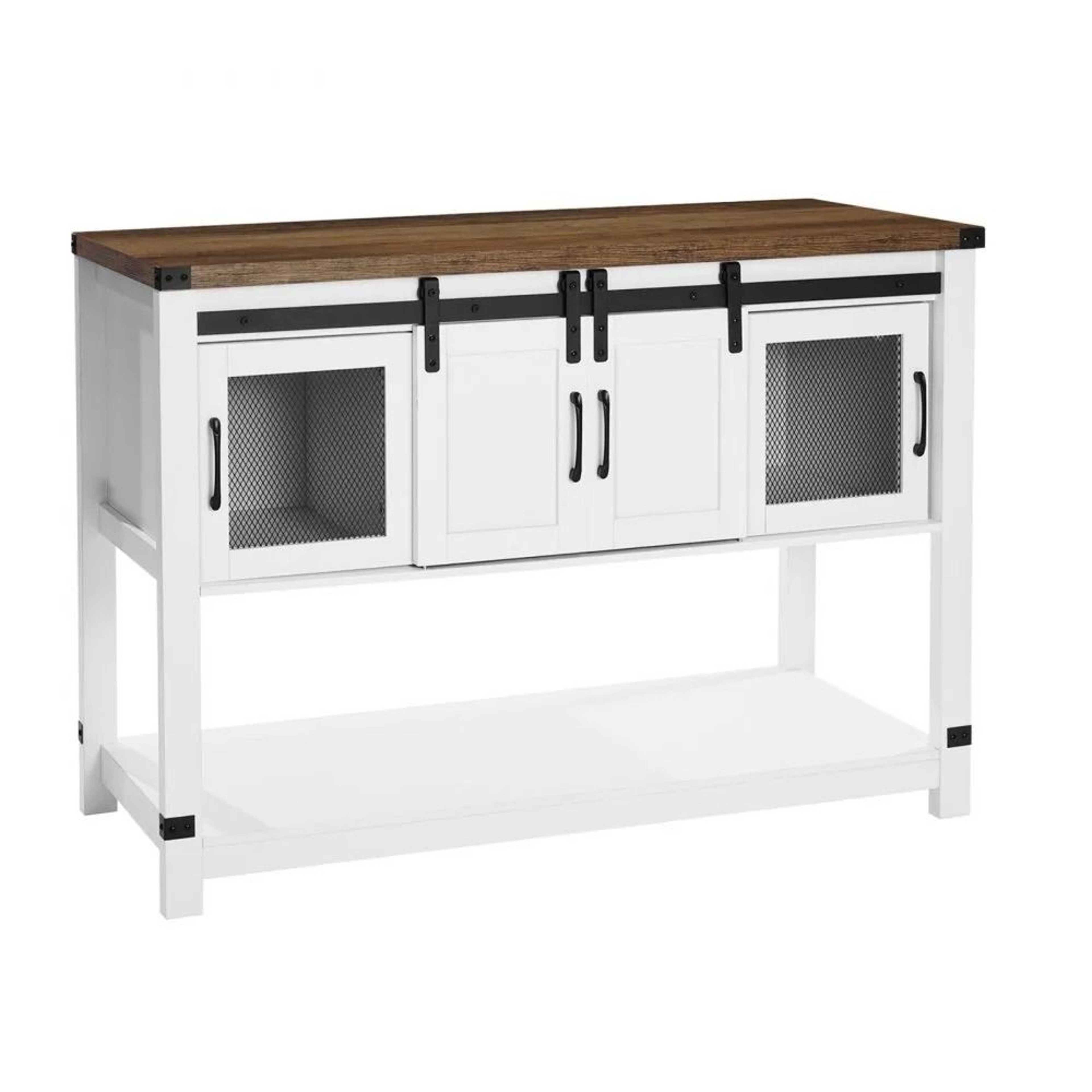 Farmhouse Coffee Bar Cabinet With Sliding Barn Doors And 4Tier Storage 7
