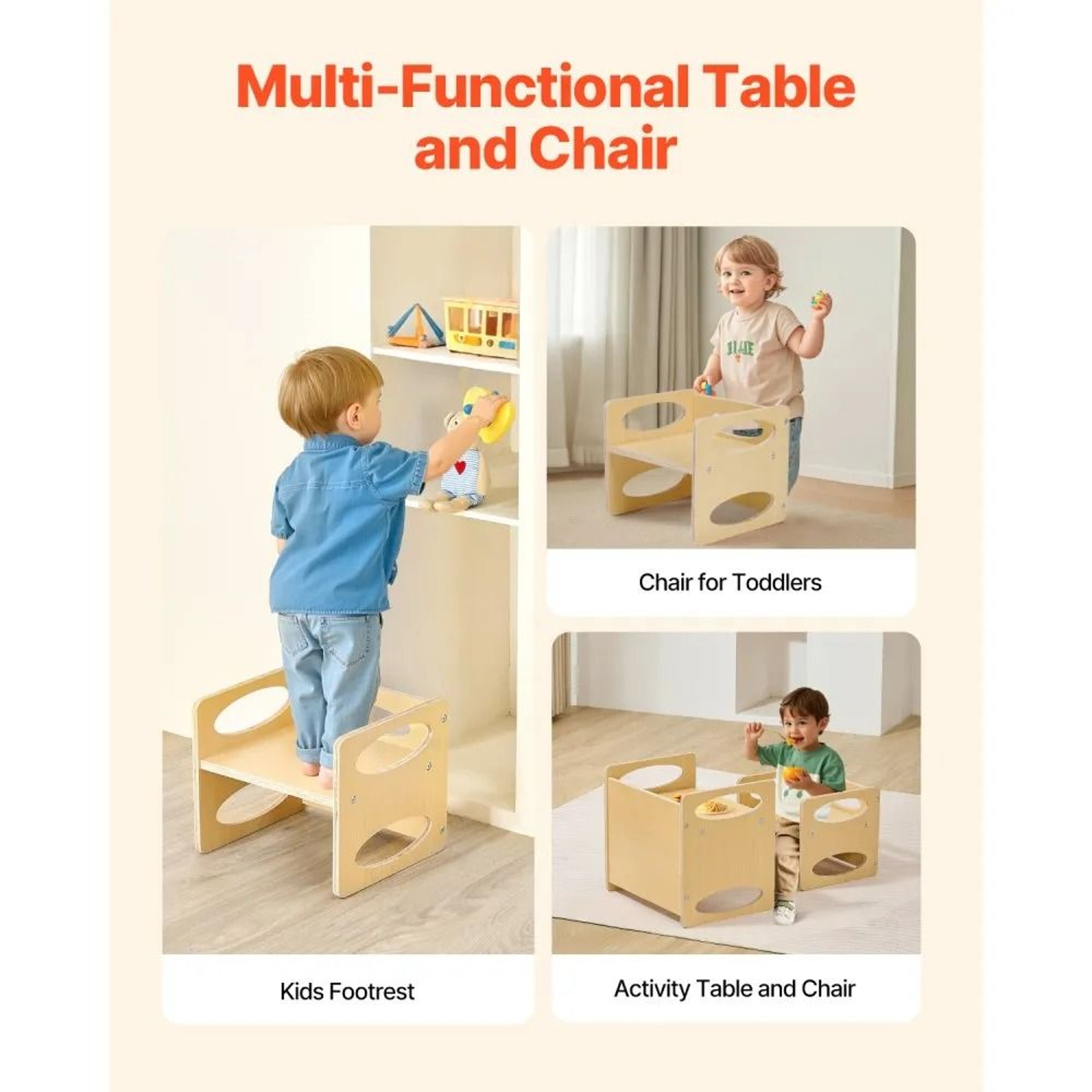 Montessori Weaning Table And Chair Set With Adjustable Height For Toddlers 4