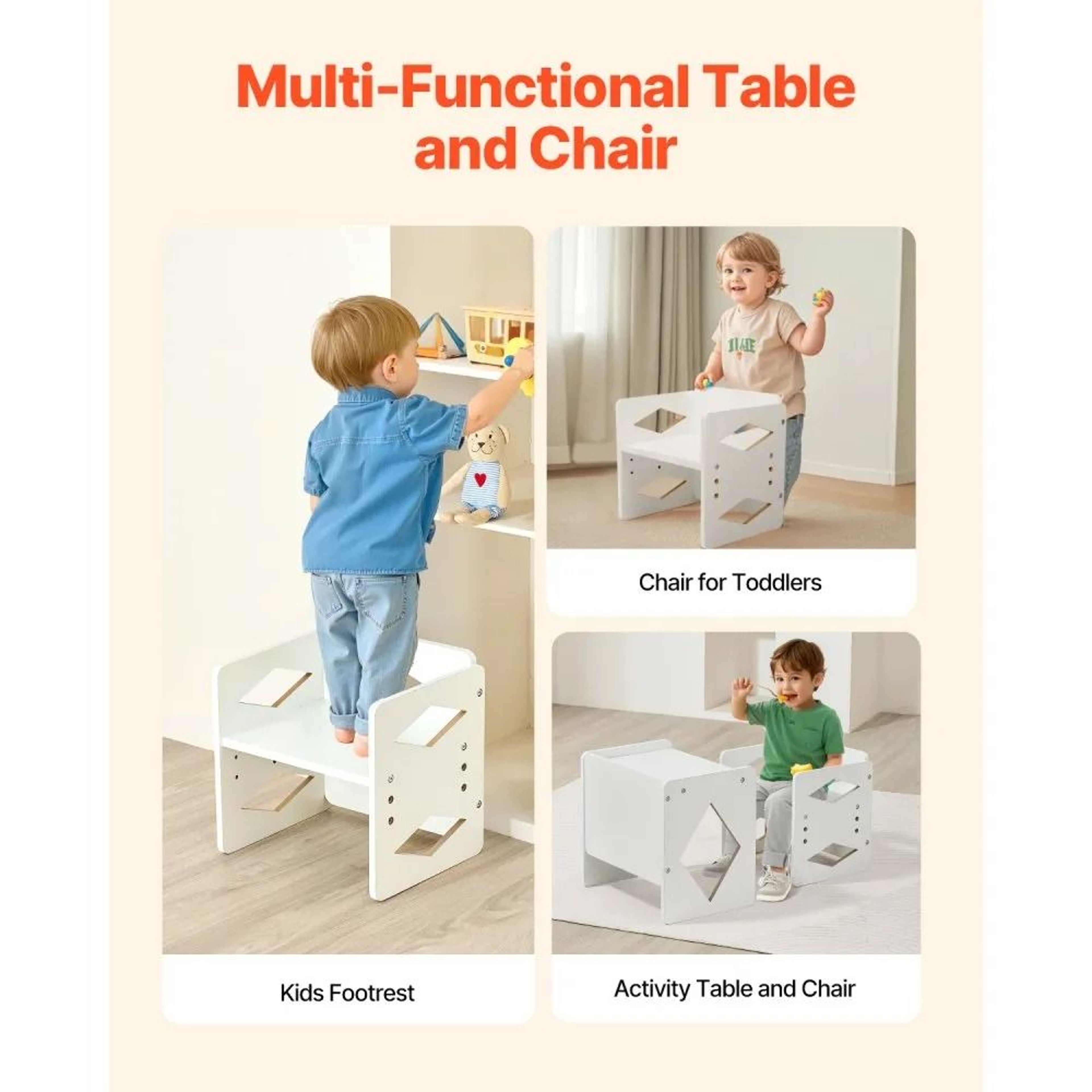 Montessori Weaning Table And Chair Set With 3 Adjustable Heights For Toddlers 4