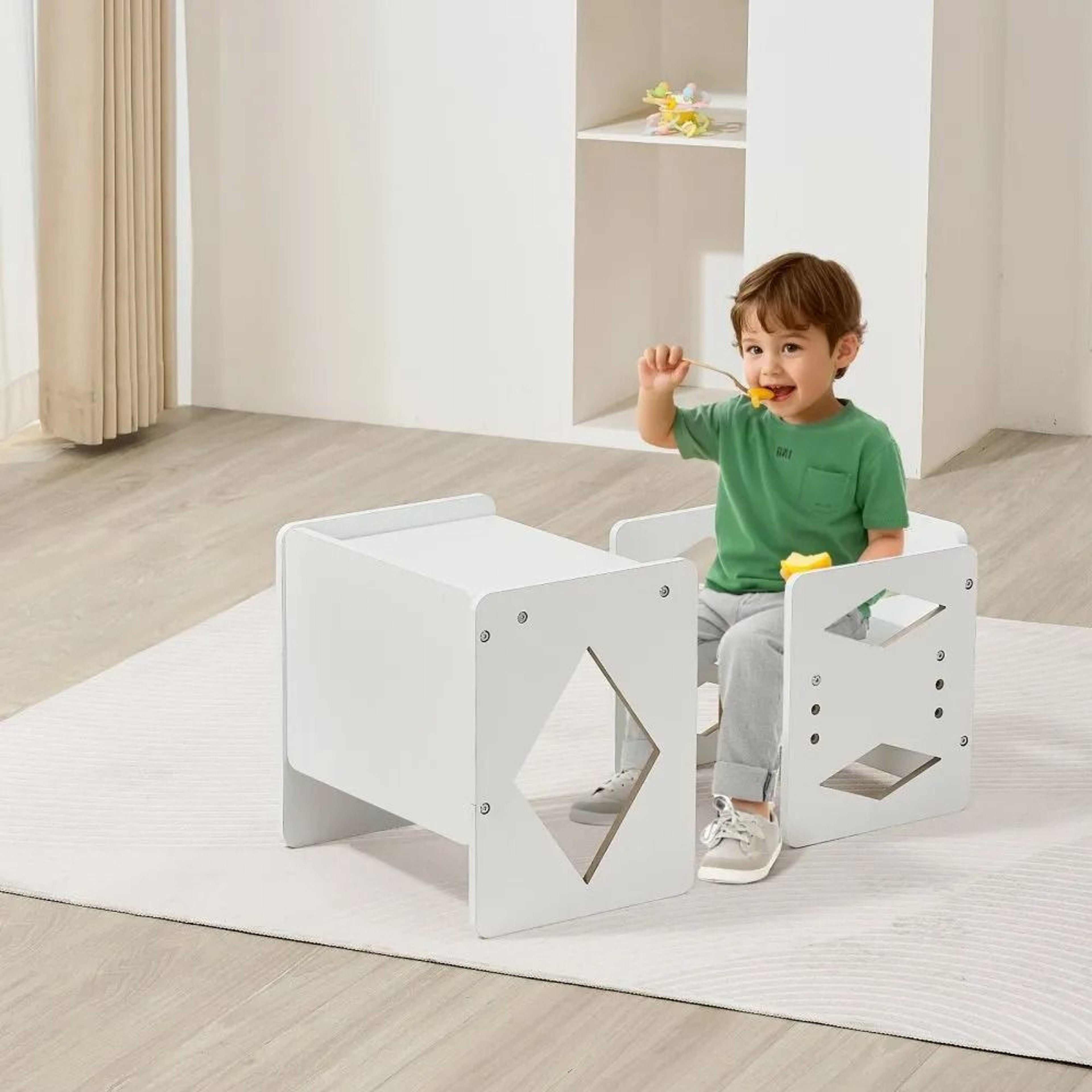 Montessori Weaning Table And Chair Set With 3 Adjustable Heights For Toddlers 6