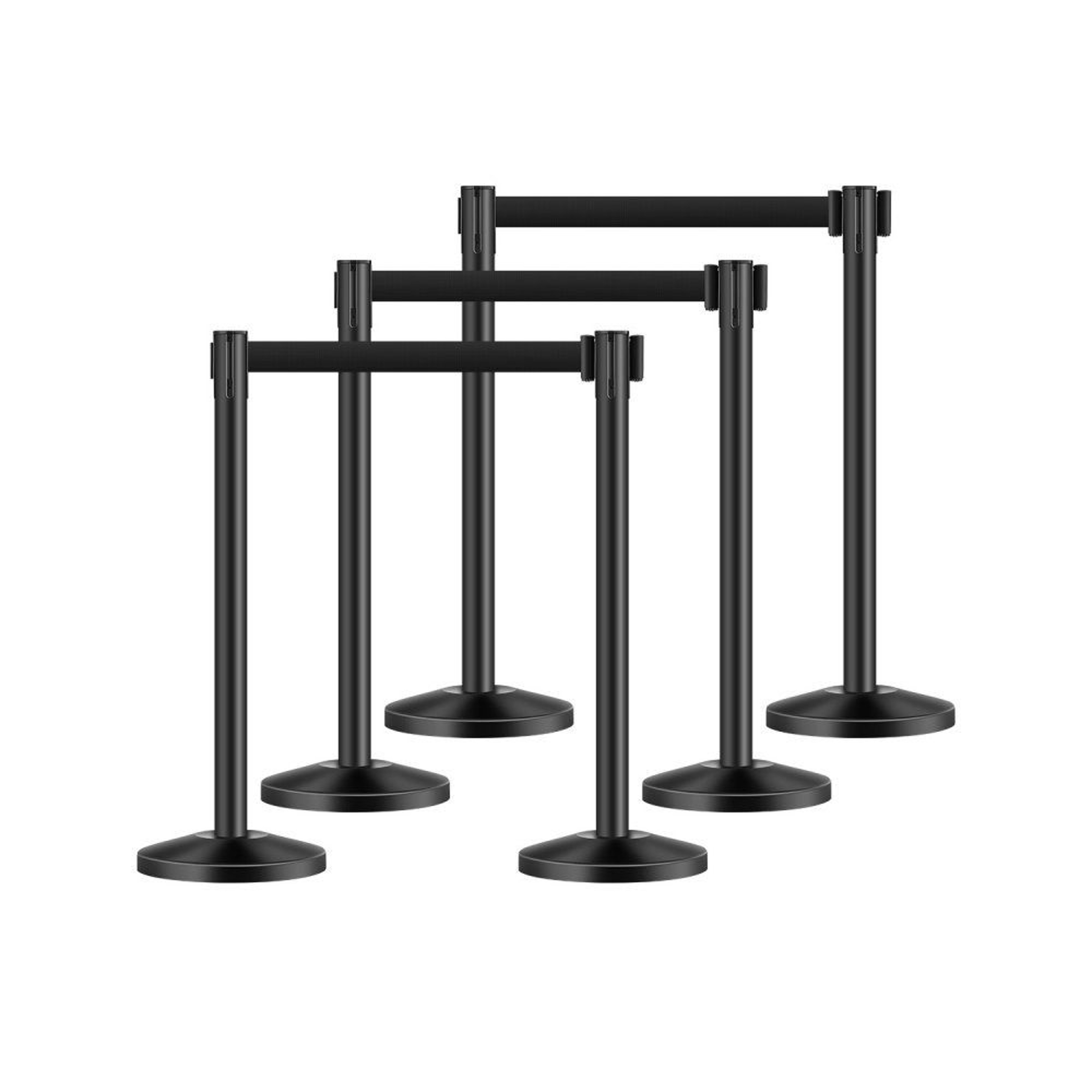 6 Pack Stanchion Posts With Retractable Belts And Fillable Bases For Crowd Control 0