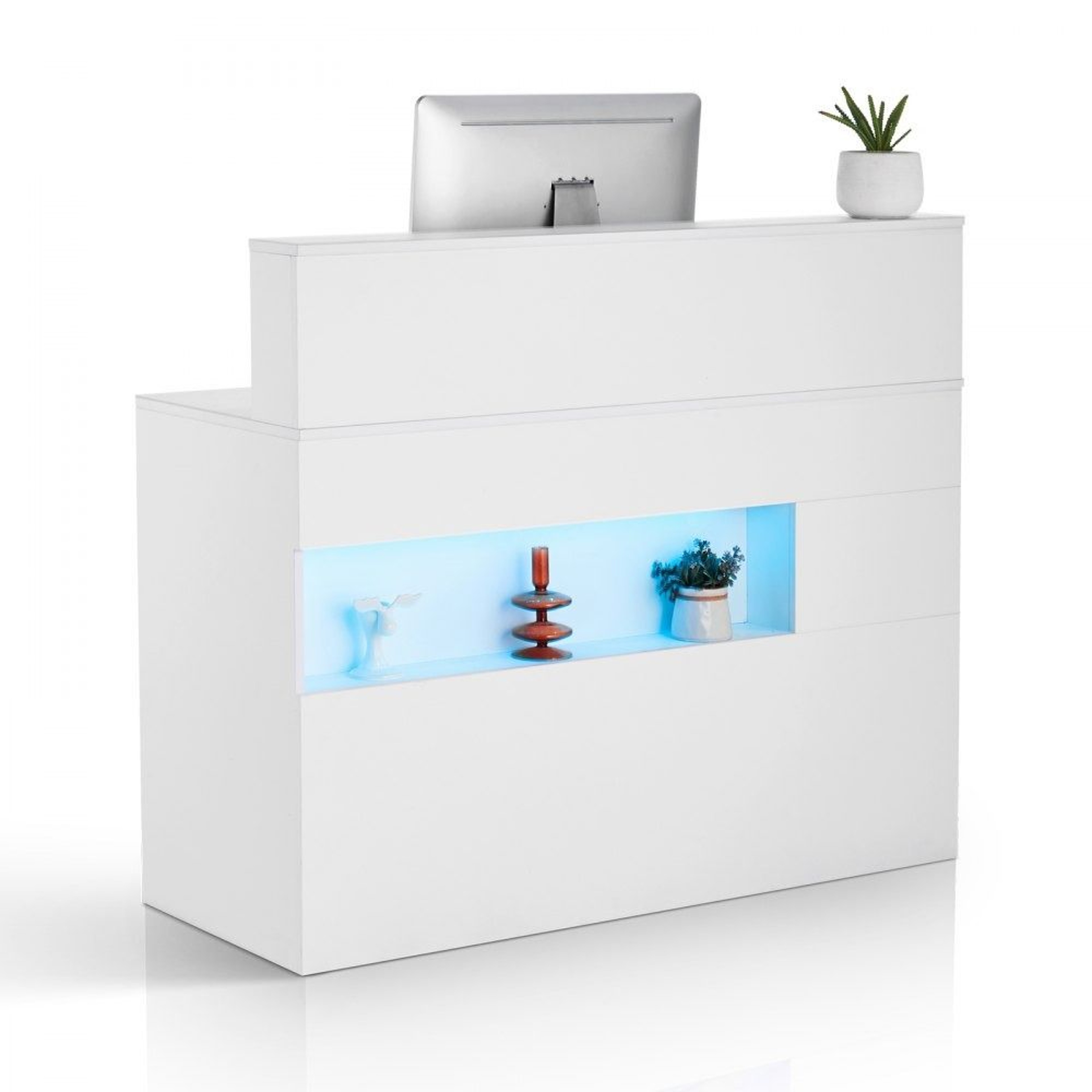 47 Inch Reception Desk With LED Light Power Outlets And 2 Storage Drawers 0