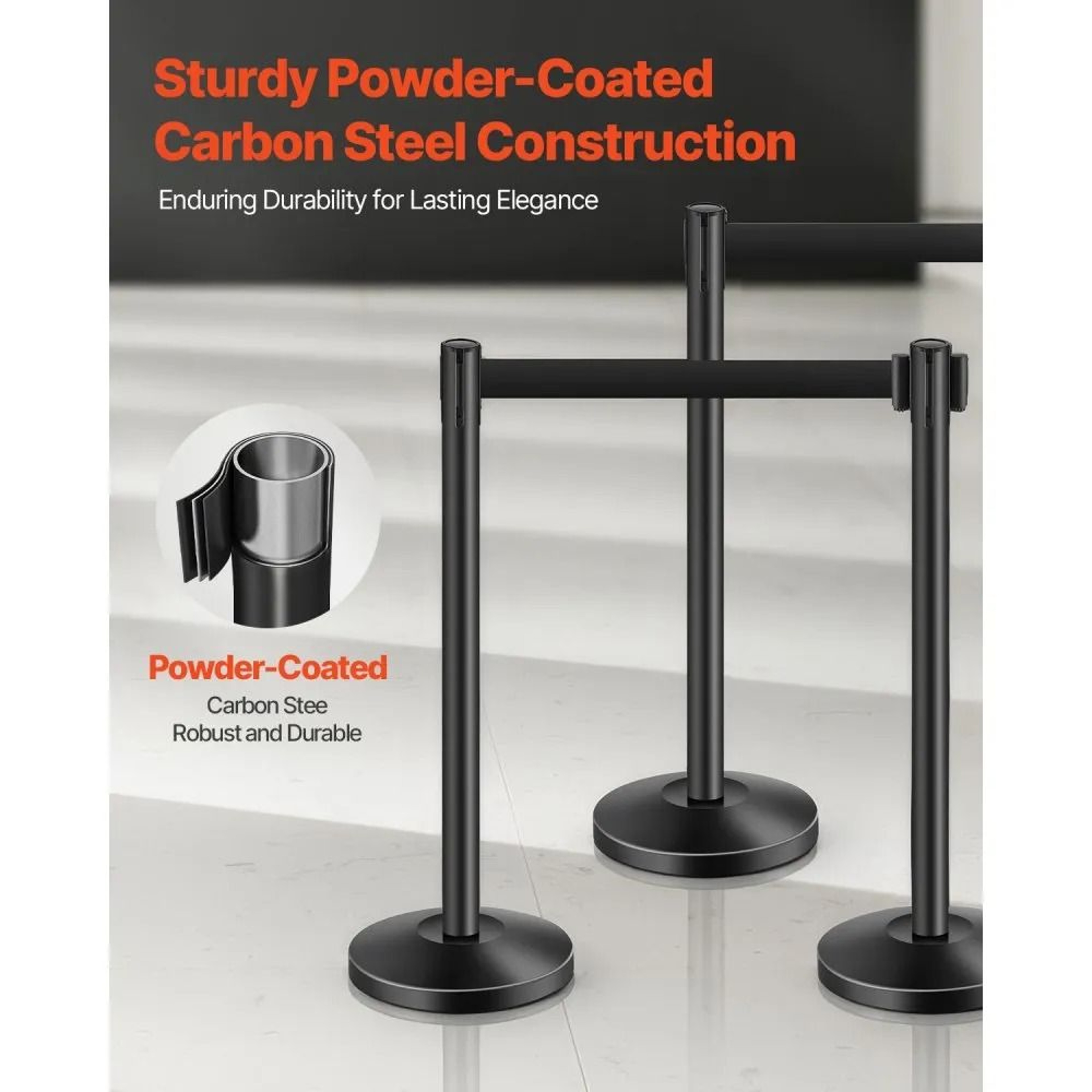 Stanchion Posts 4Pack With 656 Ft Retractable Belts And Fillable Bases 1