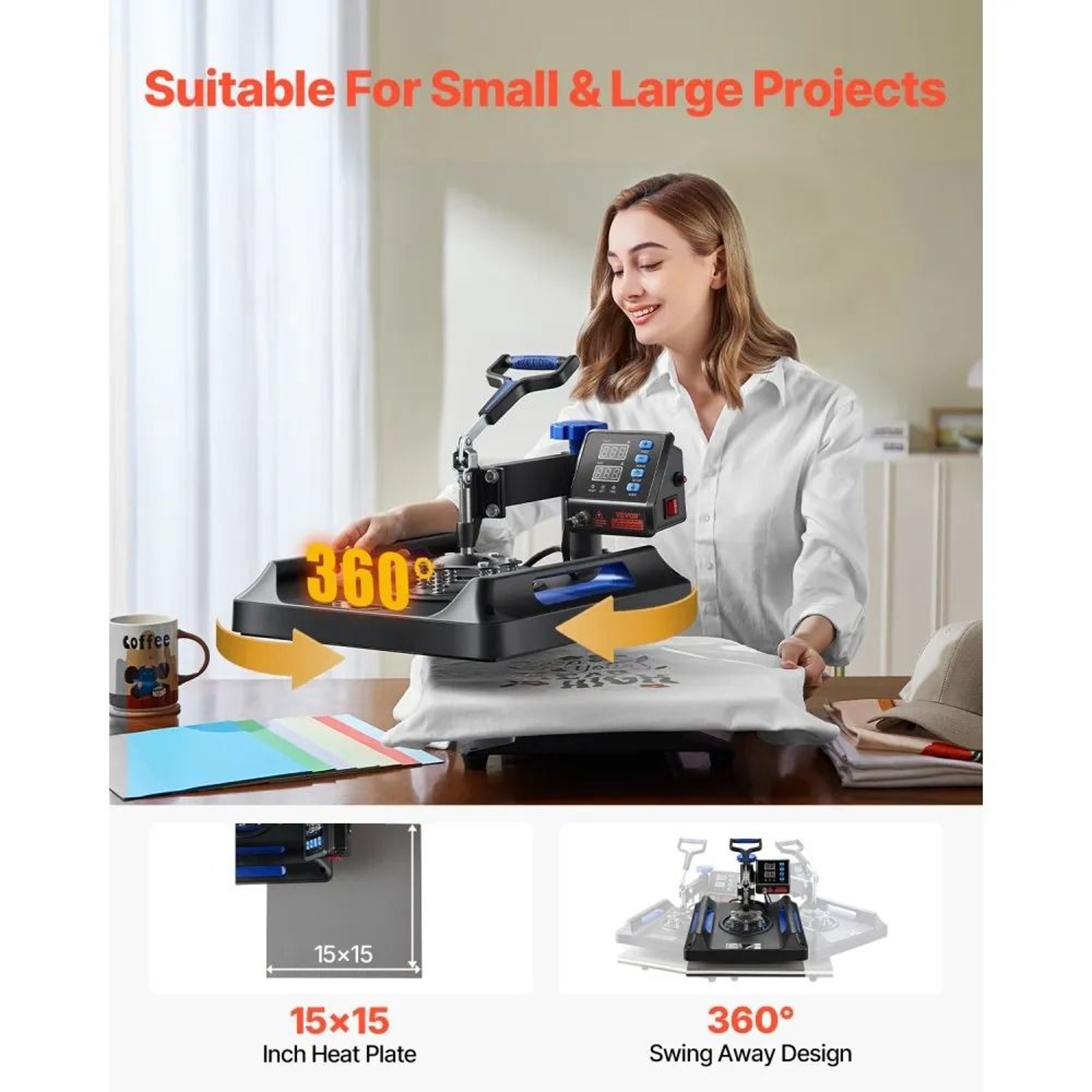 8 In 1 Heat Press Machine 15 X 15 Inch With Digital Control And Swing Away Design 1