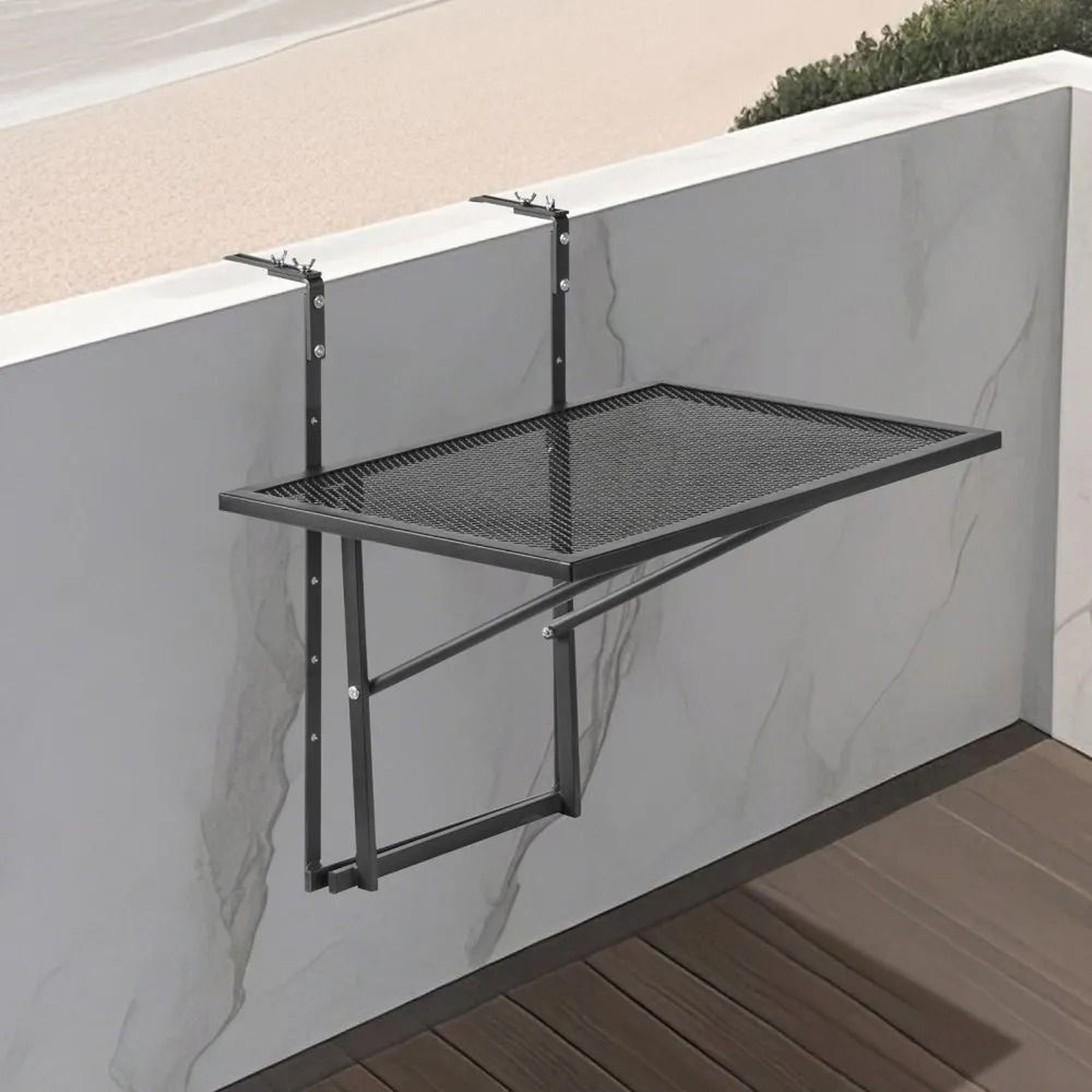 Folding Balcony Railing Table With 5 Adjustable Heights And Stainless Steel Frame 5