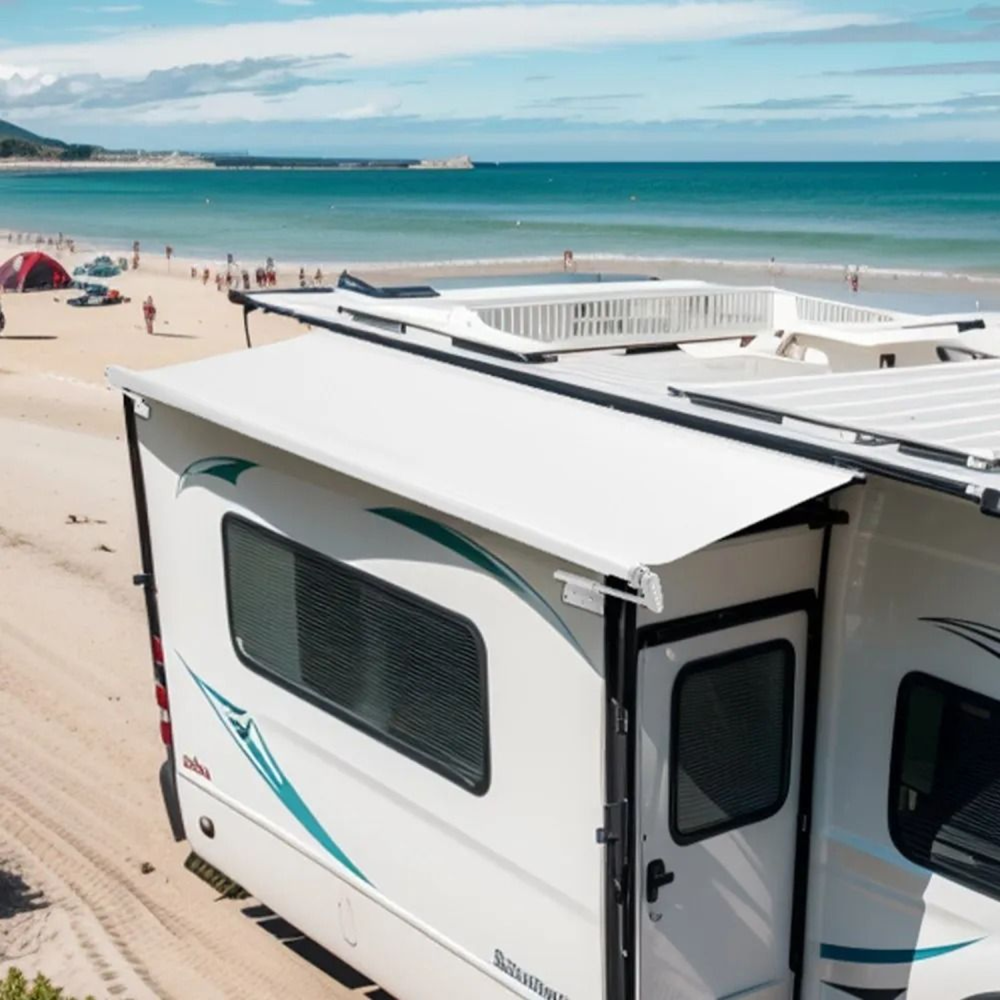 RV Slide Topper Awning Replacement With Weatherproof PVC Fabric White 0