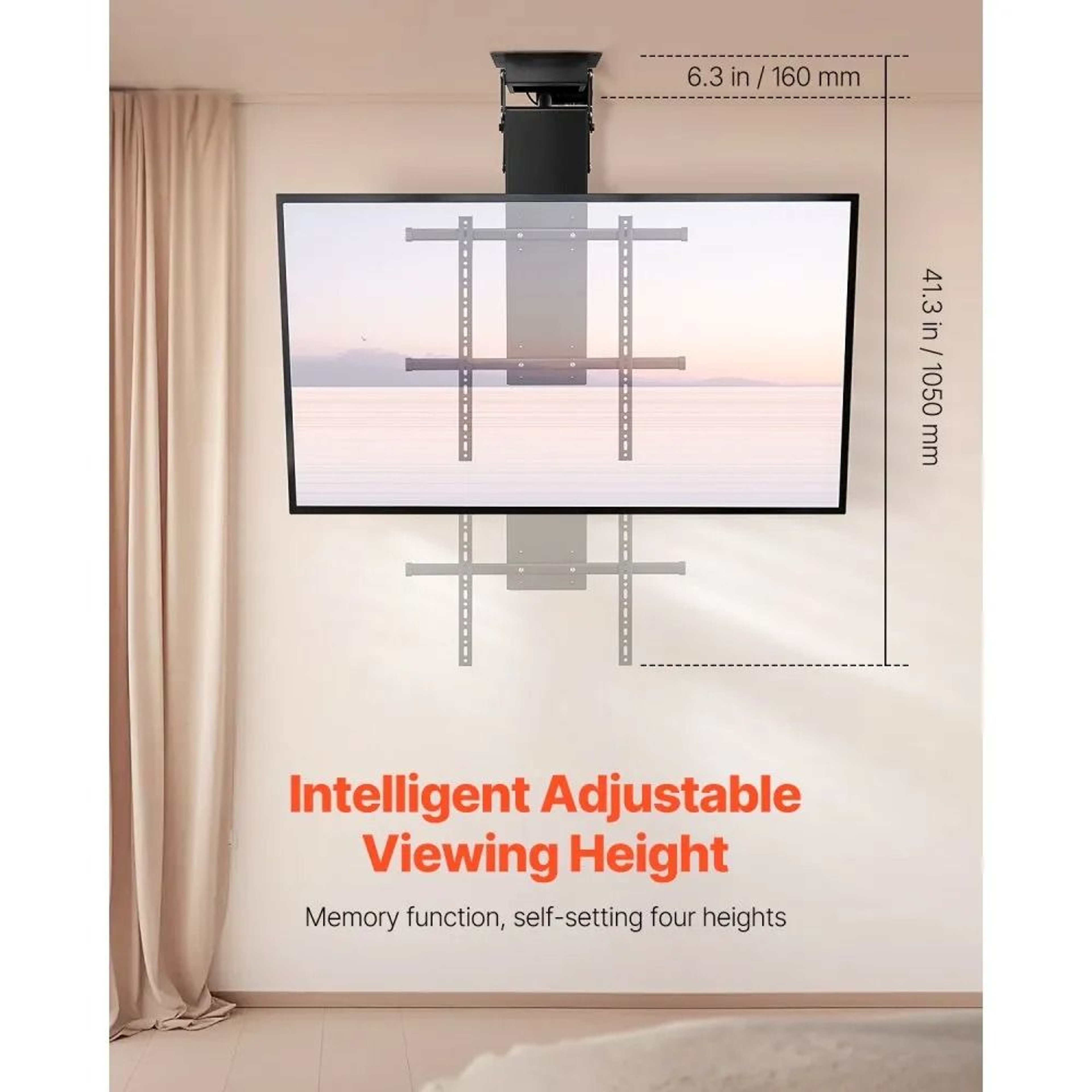 Motorized Ceiling TV Mount For 3270 Inch TVs With Remote Control And Adjustable Height 1