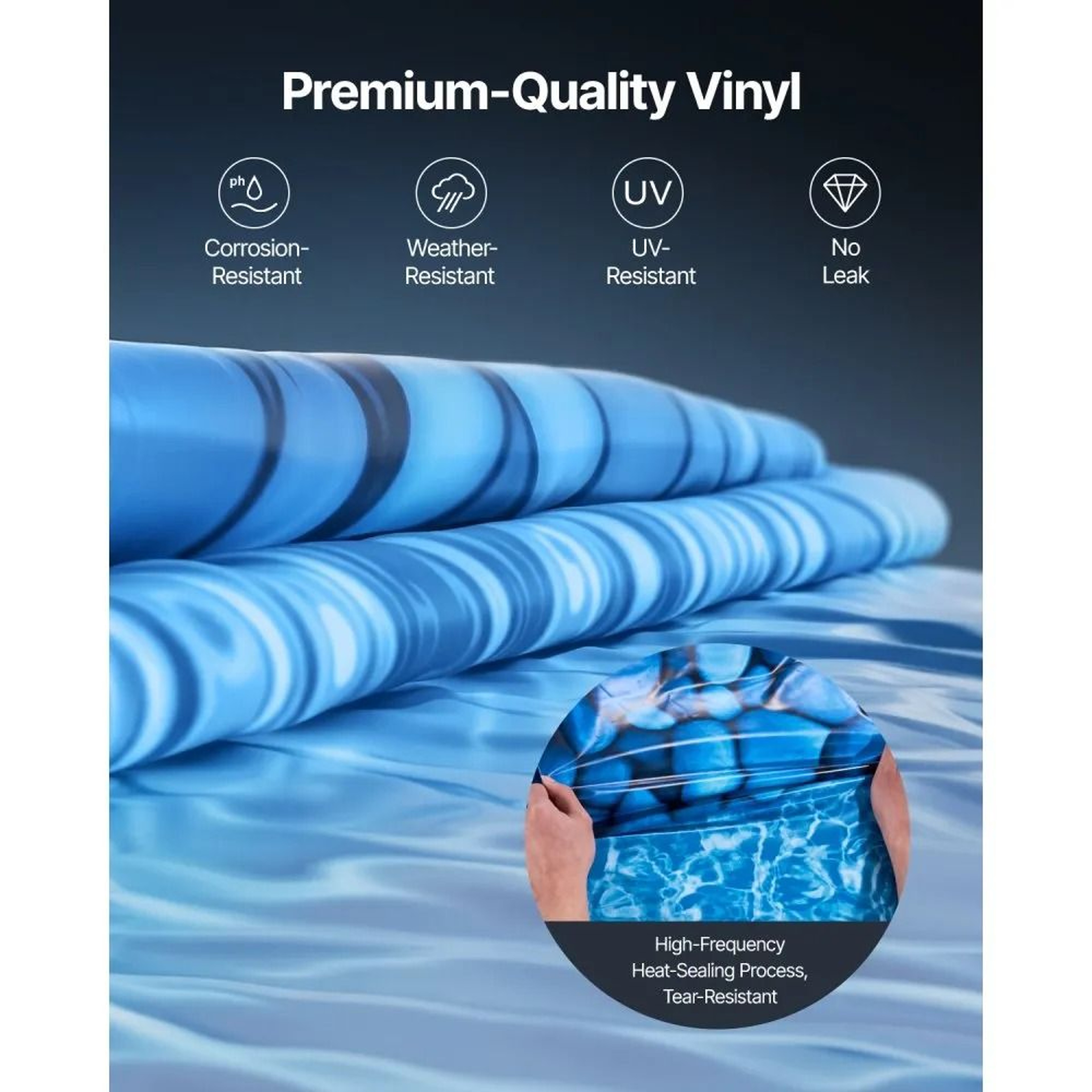 33 Ft Round Above Ground Pool Liner  Durable Vinyl Unibead Replacement For 52 Inch Walls 2