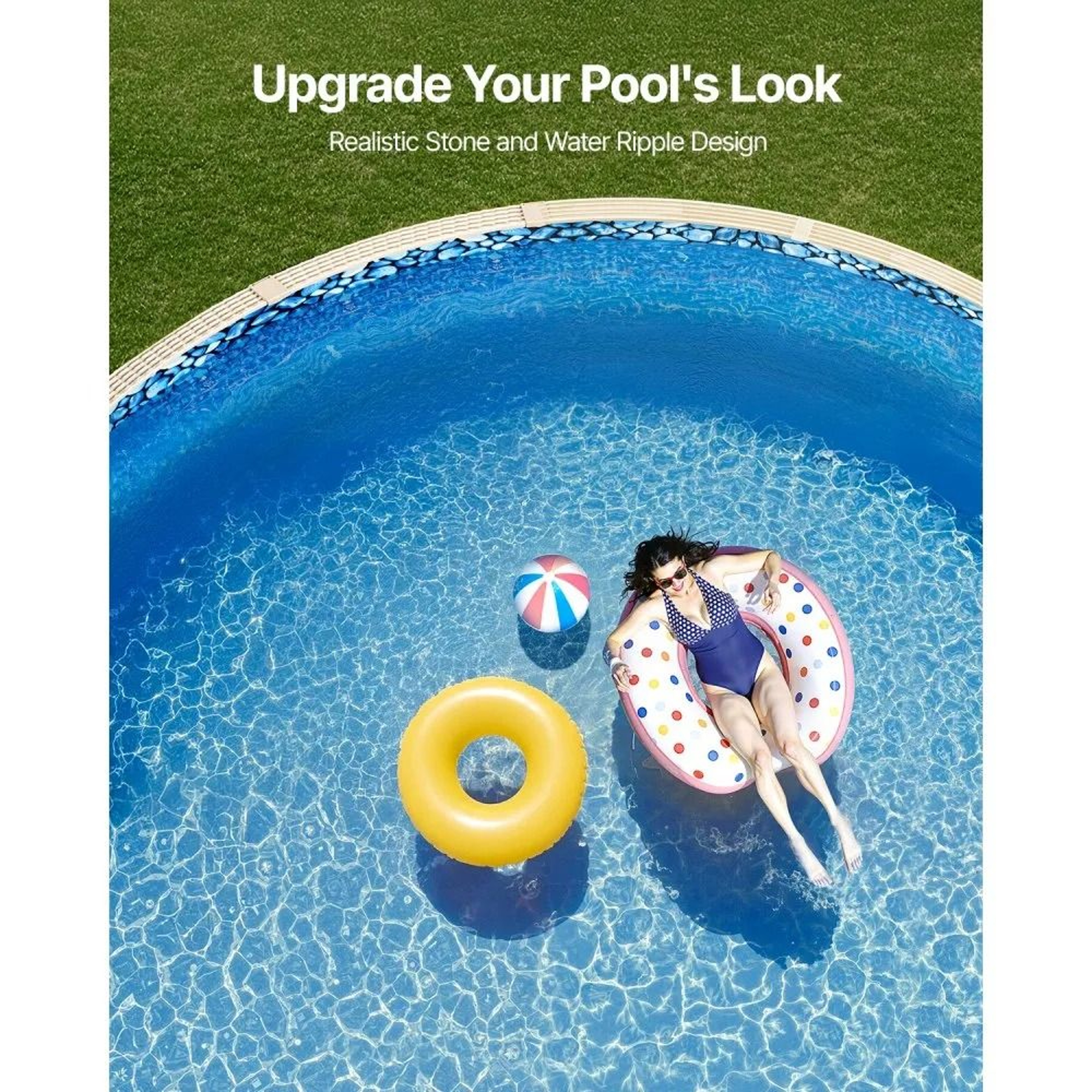 33 Ft Round Above Ground Pool Liner  Durable Vinyl Unibead Replacement For 52 Inch Walls 1
