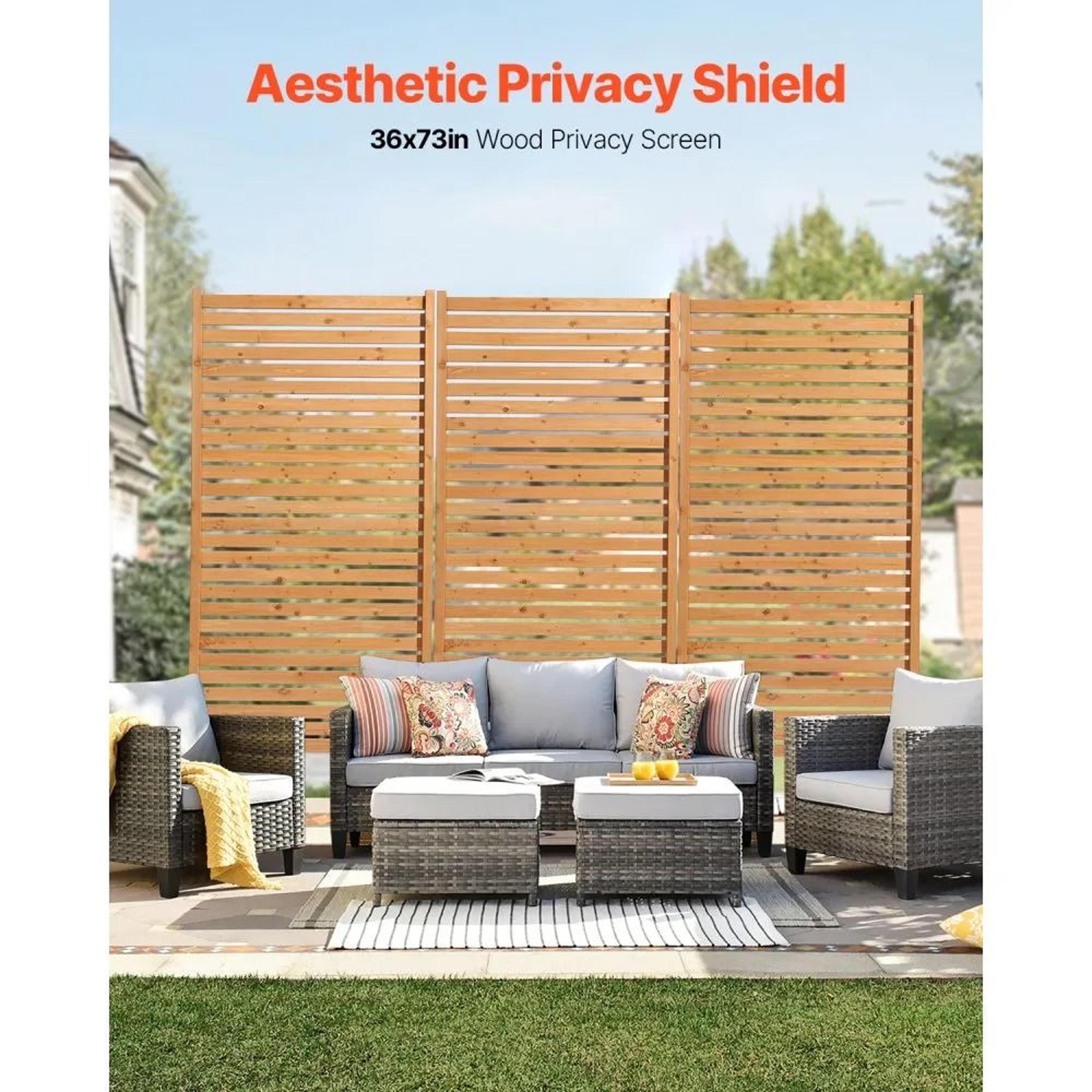 Wooden Outdoor Privacy Screen 36 X 76 Inch Freestanding Garden And Patio Divider 1
