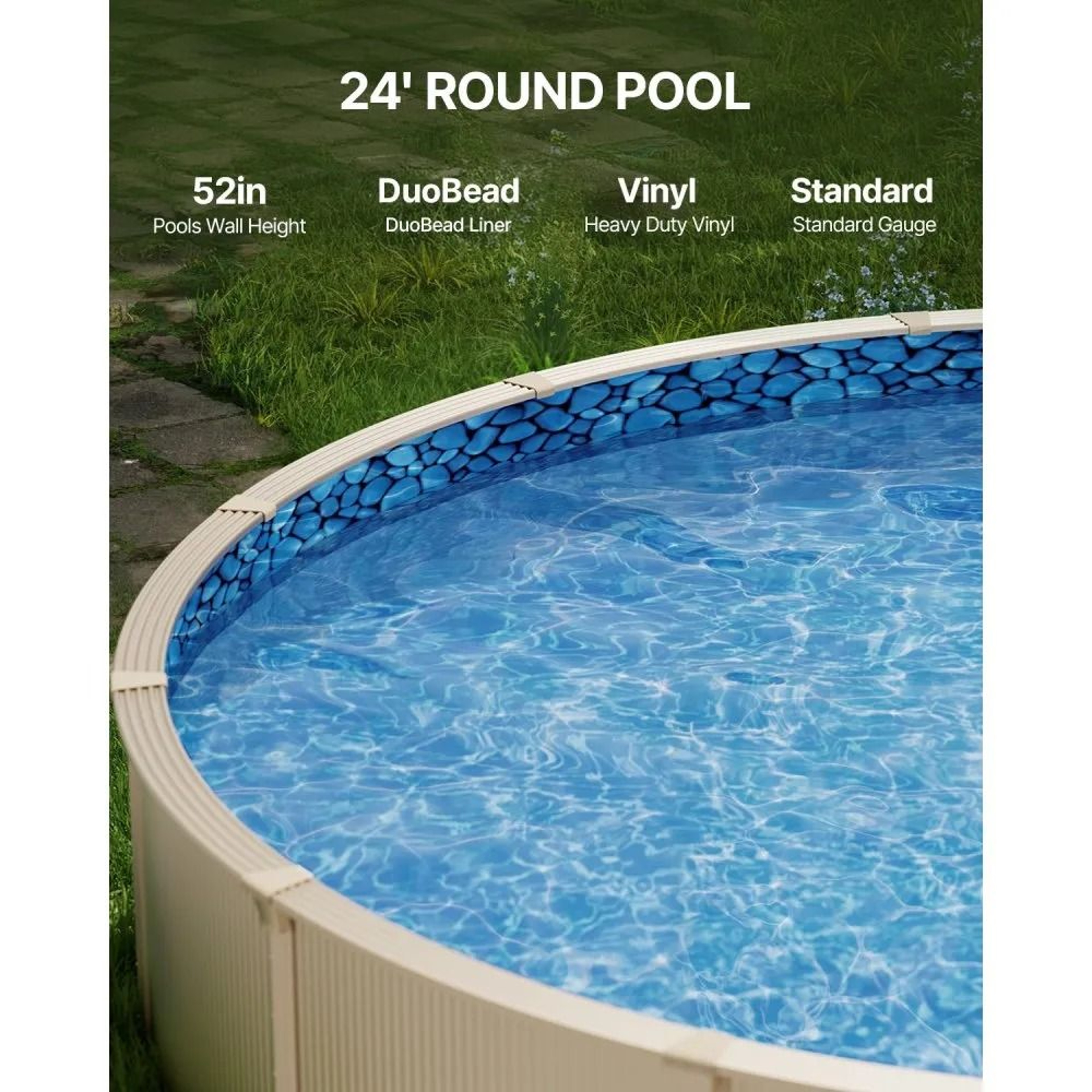 24 Ft Round Above Ground Pool Liner With Unibead Design For 52 Inch Steel Wall Pools 5