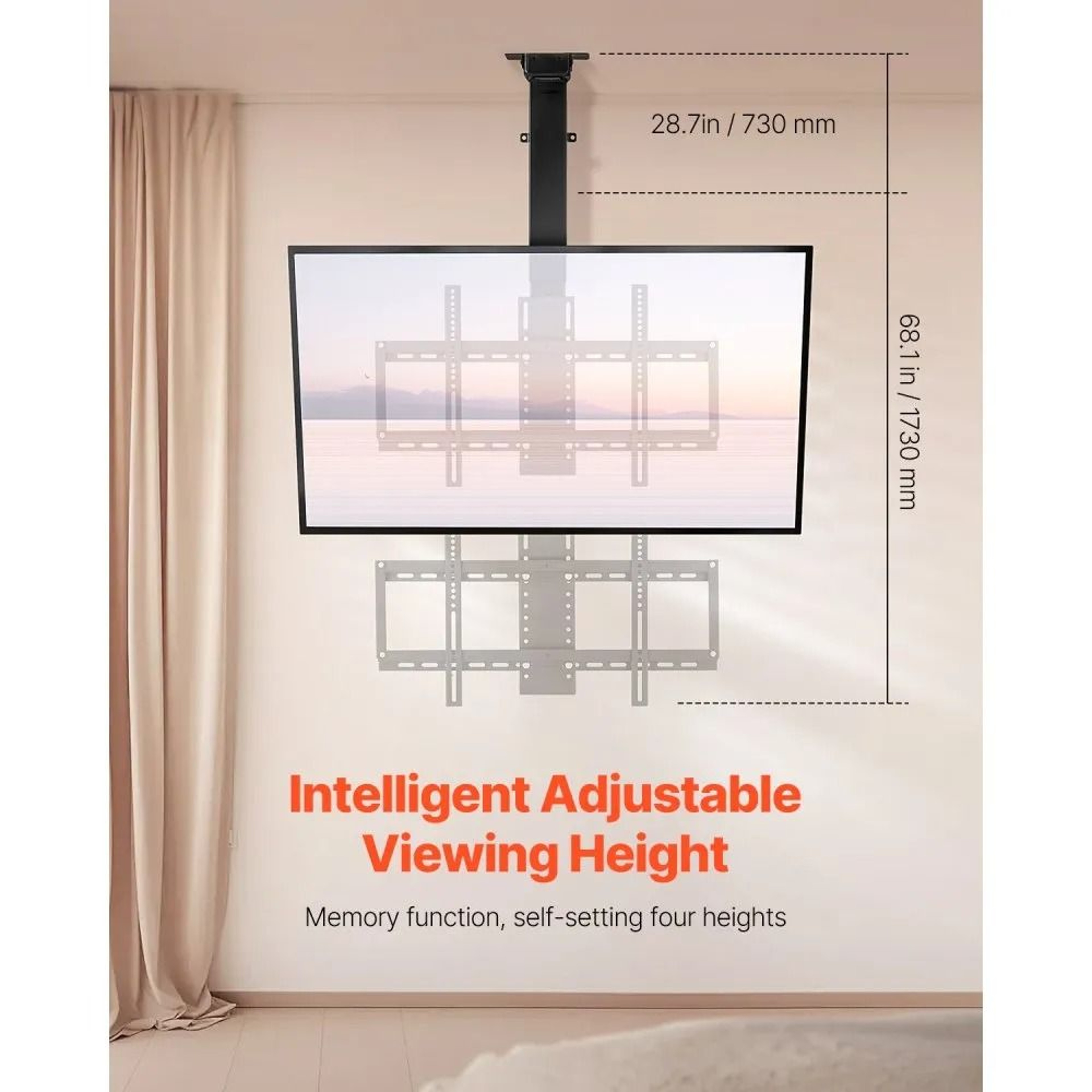 Motorized Ceiling TV Mount For 3255 Inch TVs With Electric Height Adjustment 4