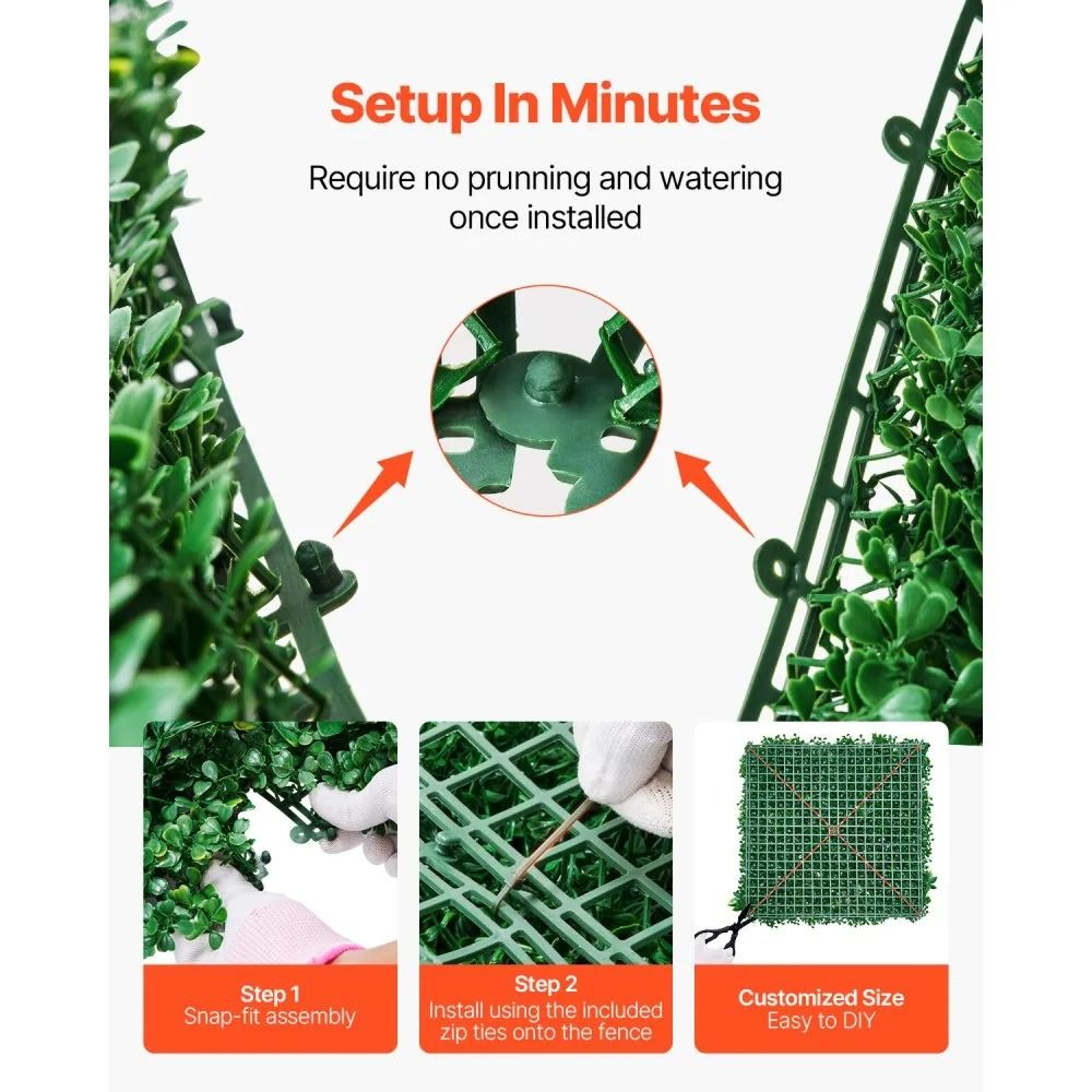Artificial Grass Wall Panels 12Pack 20 X 20 Inch Faux Greenery Privacy Hedge 4