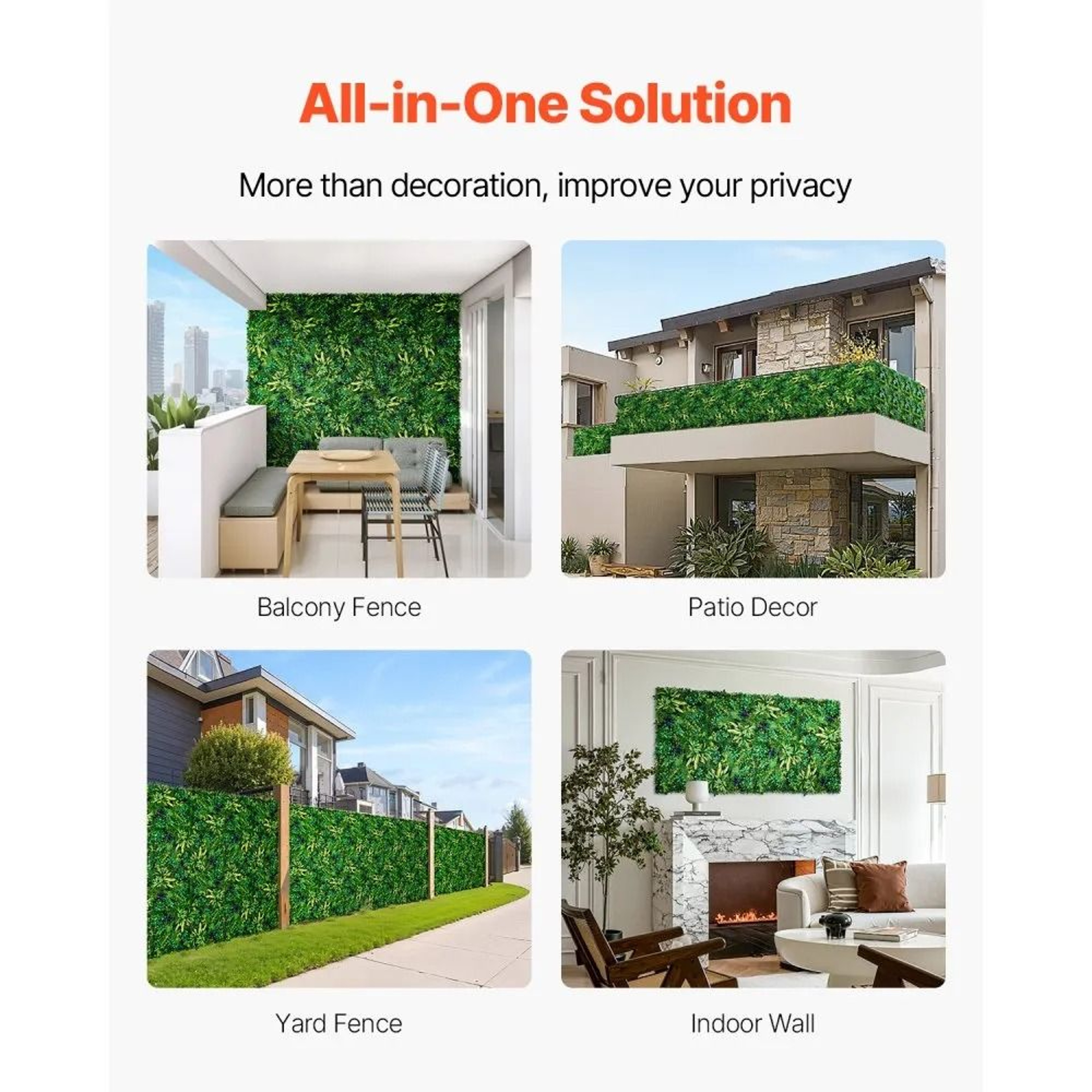 Artificial Grass Wall Panels 8 Pack 20 X 20 Inch Faux Greenery Privacy Hedge 3