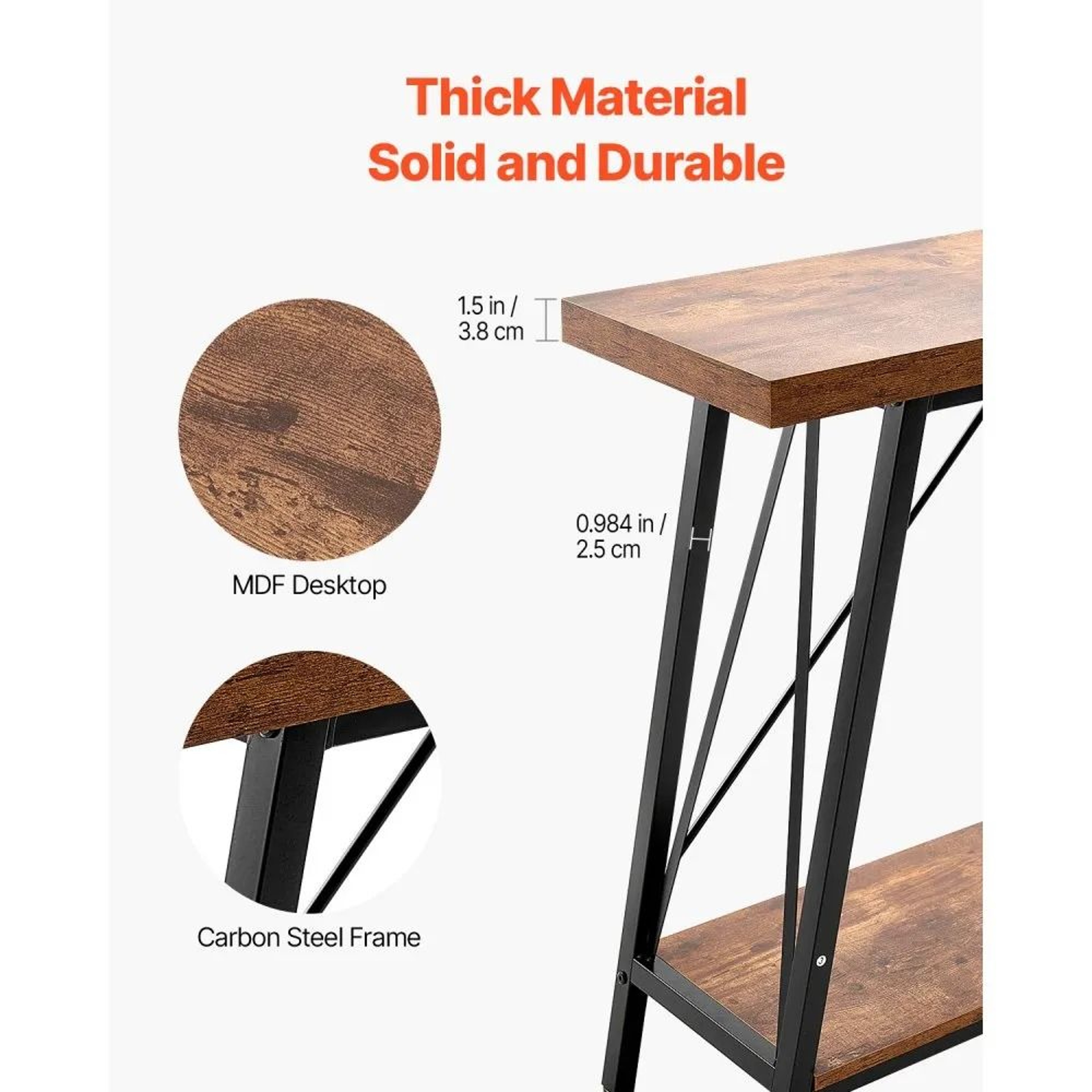 709 Inch Narrow Console Sofa Table With 2Tier Storage And Metal Frame 2