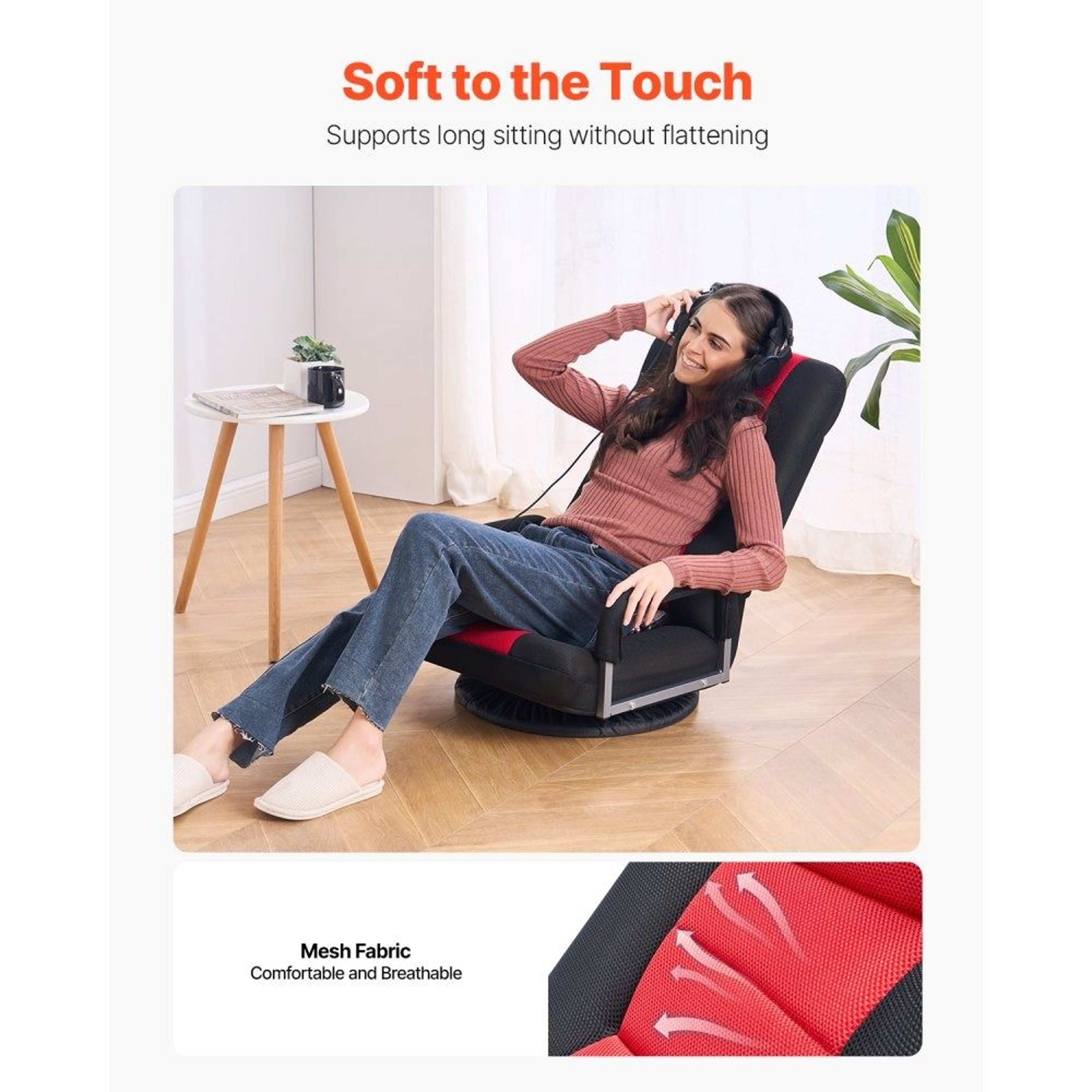 Swivel Floor Gaming Chair With Armrests And 6Position Adjustable Backrest 4