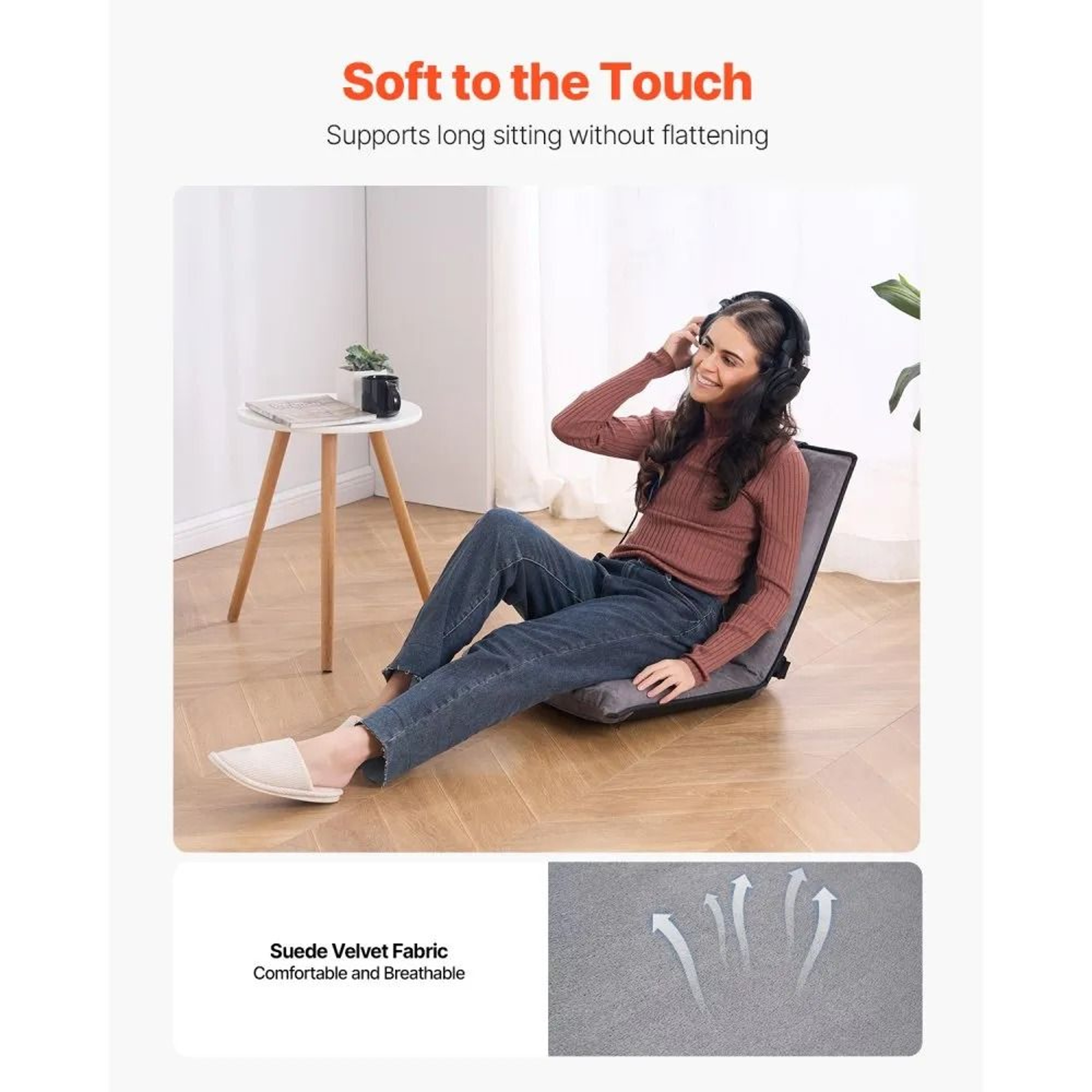6Position Adjustable Floor Chair With Back Support And Foldable Design 3