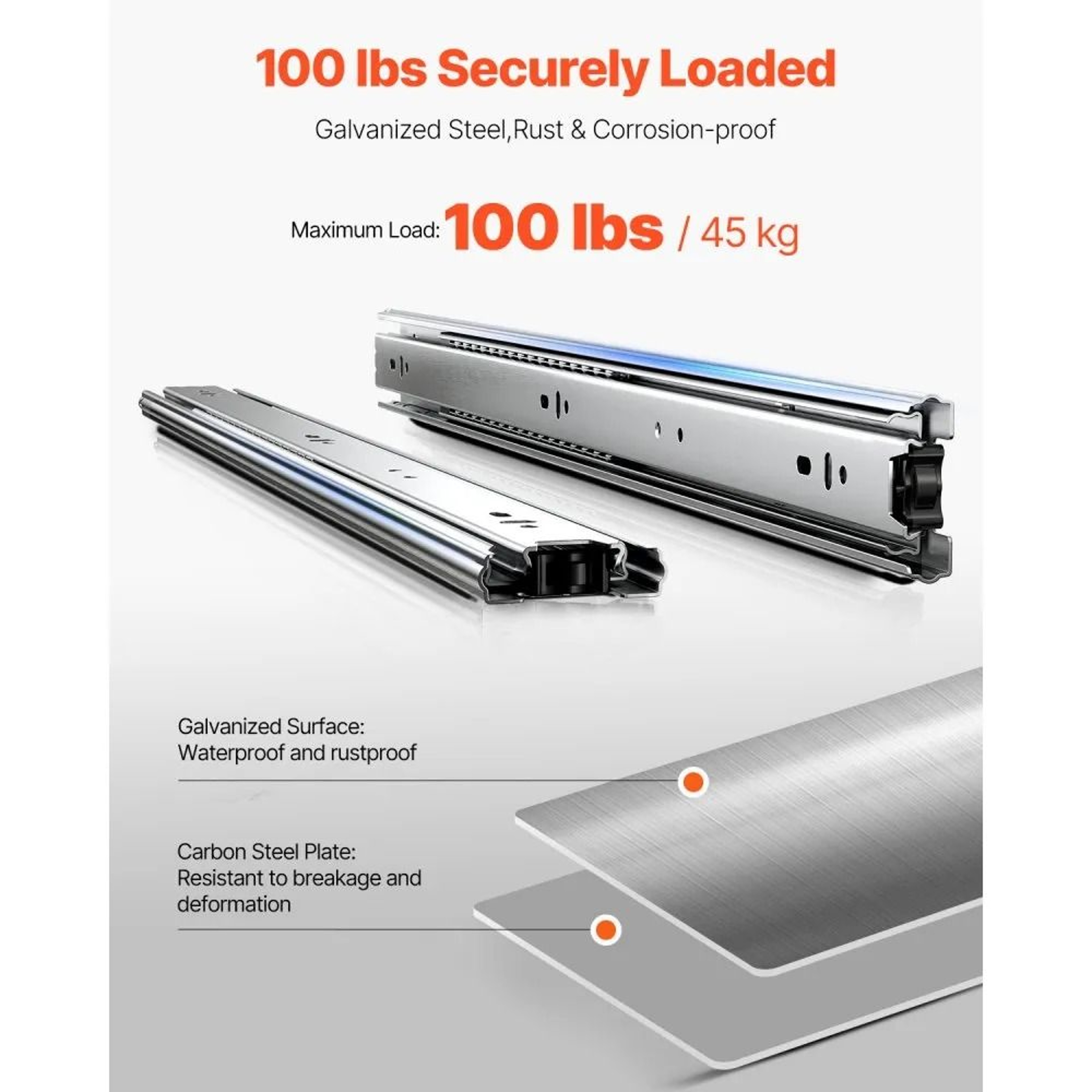 Heavy Duty 24 Inch Full Extension Drawer Slides 10 Pairs With 100 LB Capacity 3