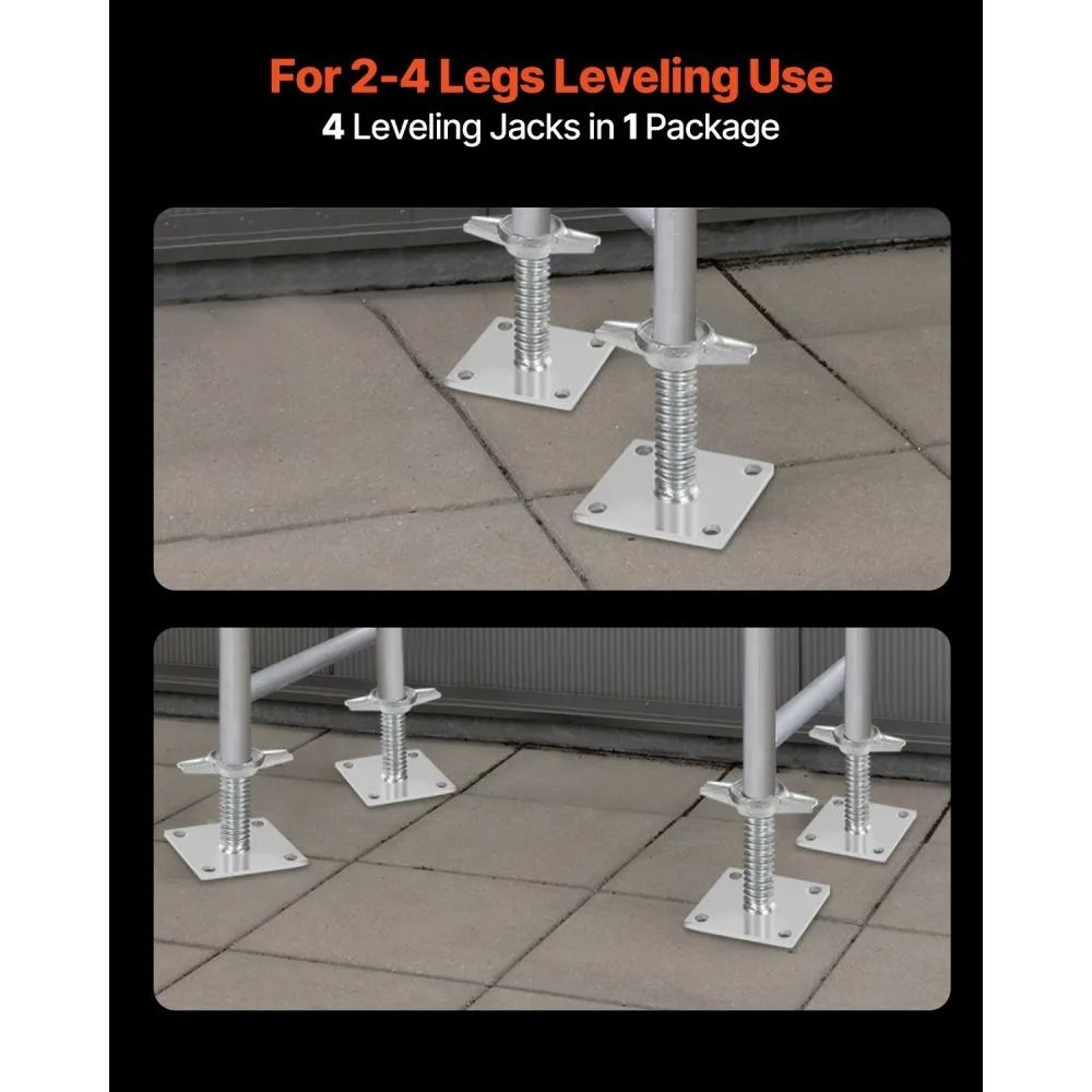 4Pack Adjustable Scaffold Leveling Jacks With 182Inch Height And 3307 Lb Load Capacity 4