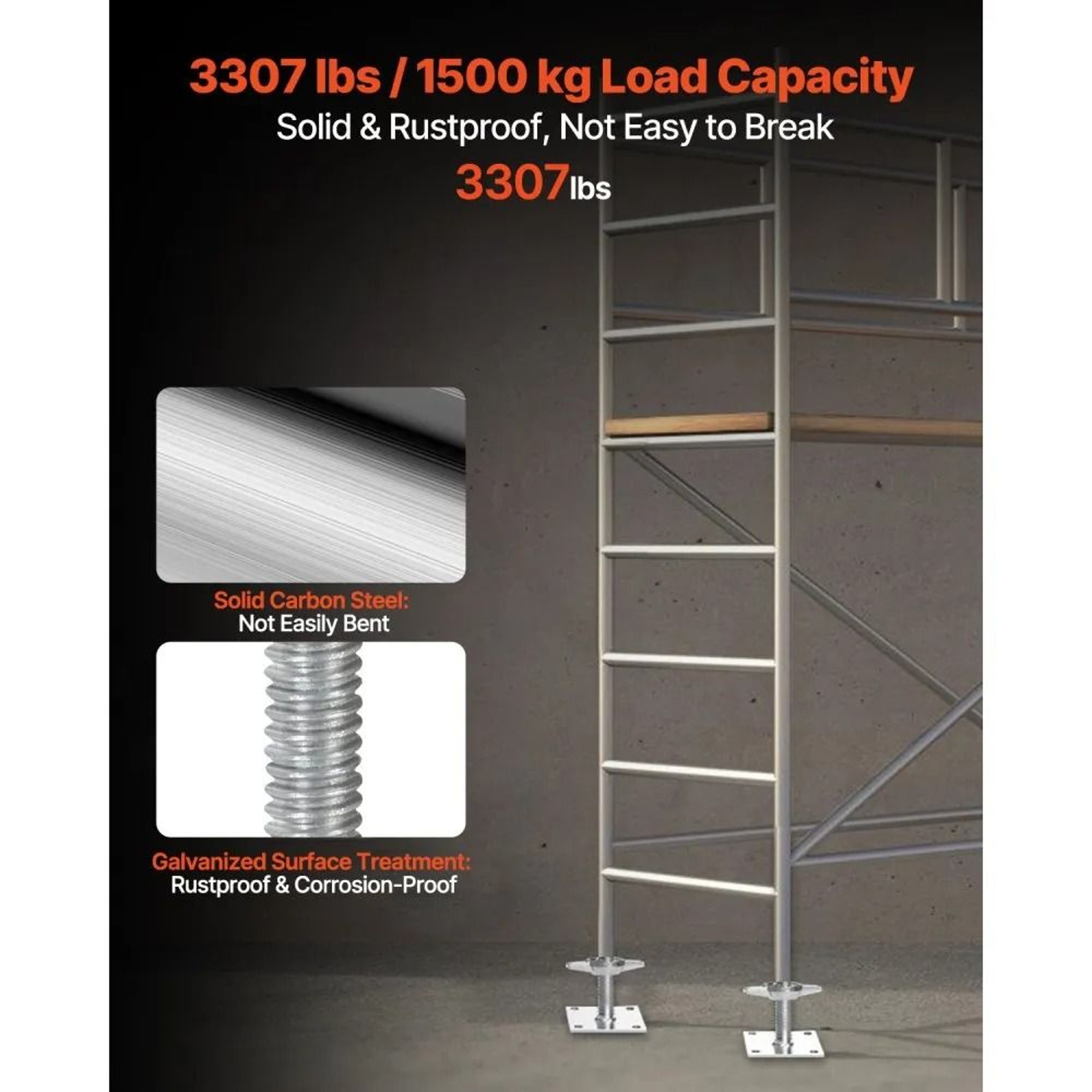 4Pack Adjustable Scaffold Leveling Jacks With 182Inch Height And 3307 Lb Load Capacity 1