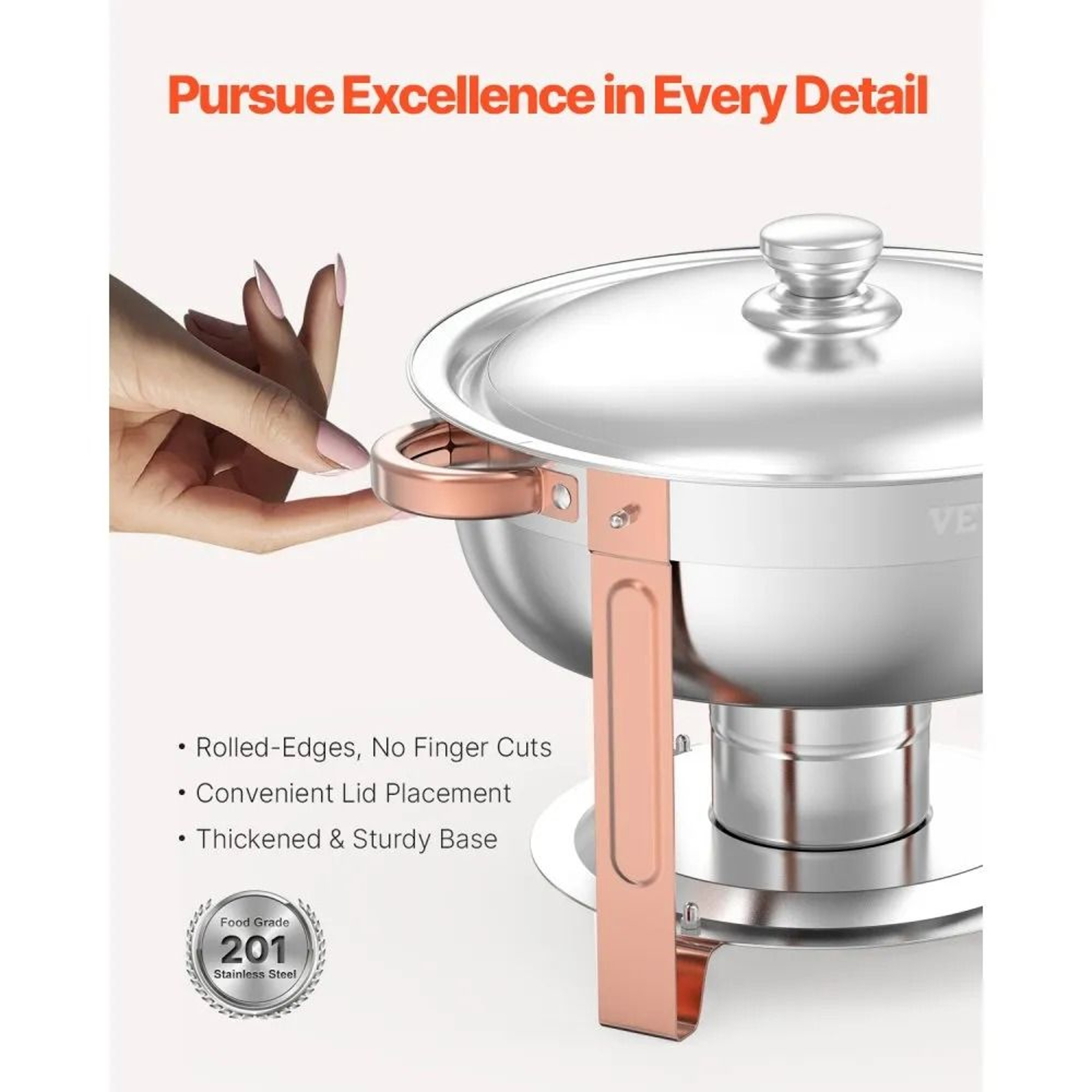 Chafing Dish Buffet Set 5 Qt Stainless Steel Food Warmers 4 Pack In Rose Gold 1
