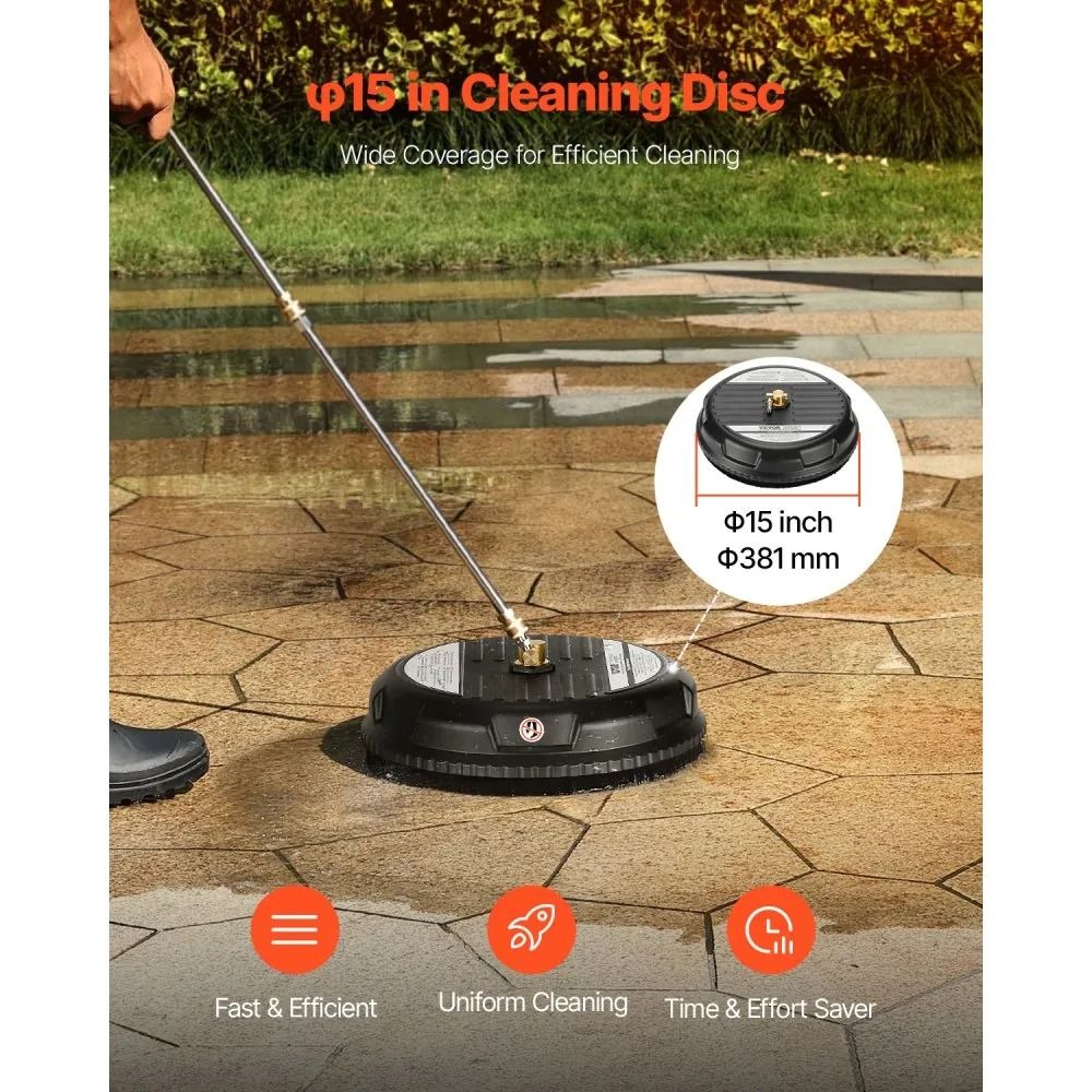 15Inch Pressure Washer Surface Cleaner With 4000 PSI Max Pressure 4