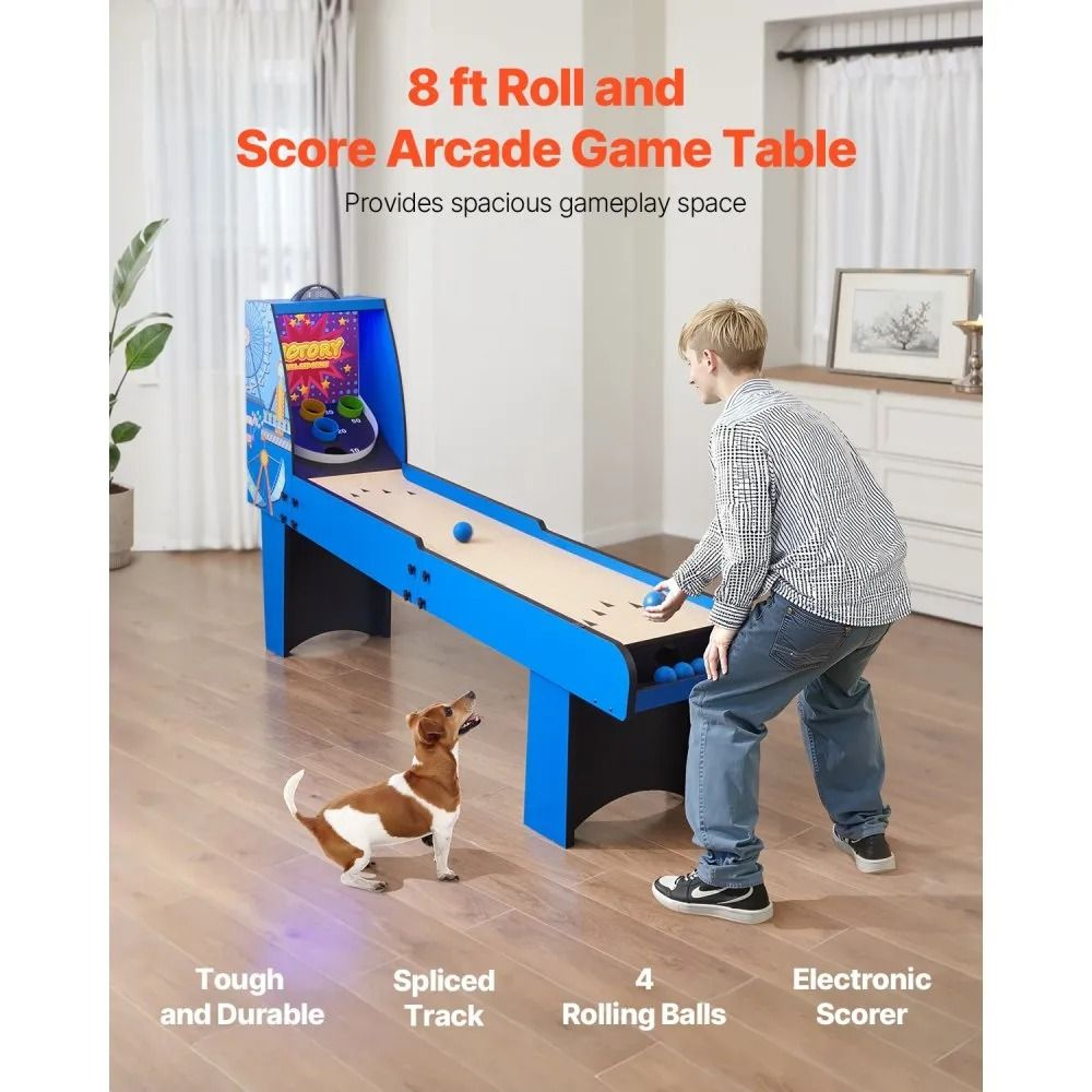 8 Ft Roll And Score Arcade Game Table With Electronic Scorer And Automatic Ball Return 1
