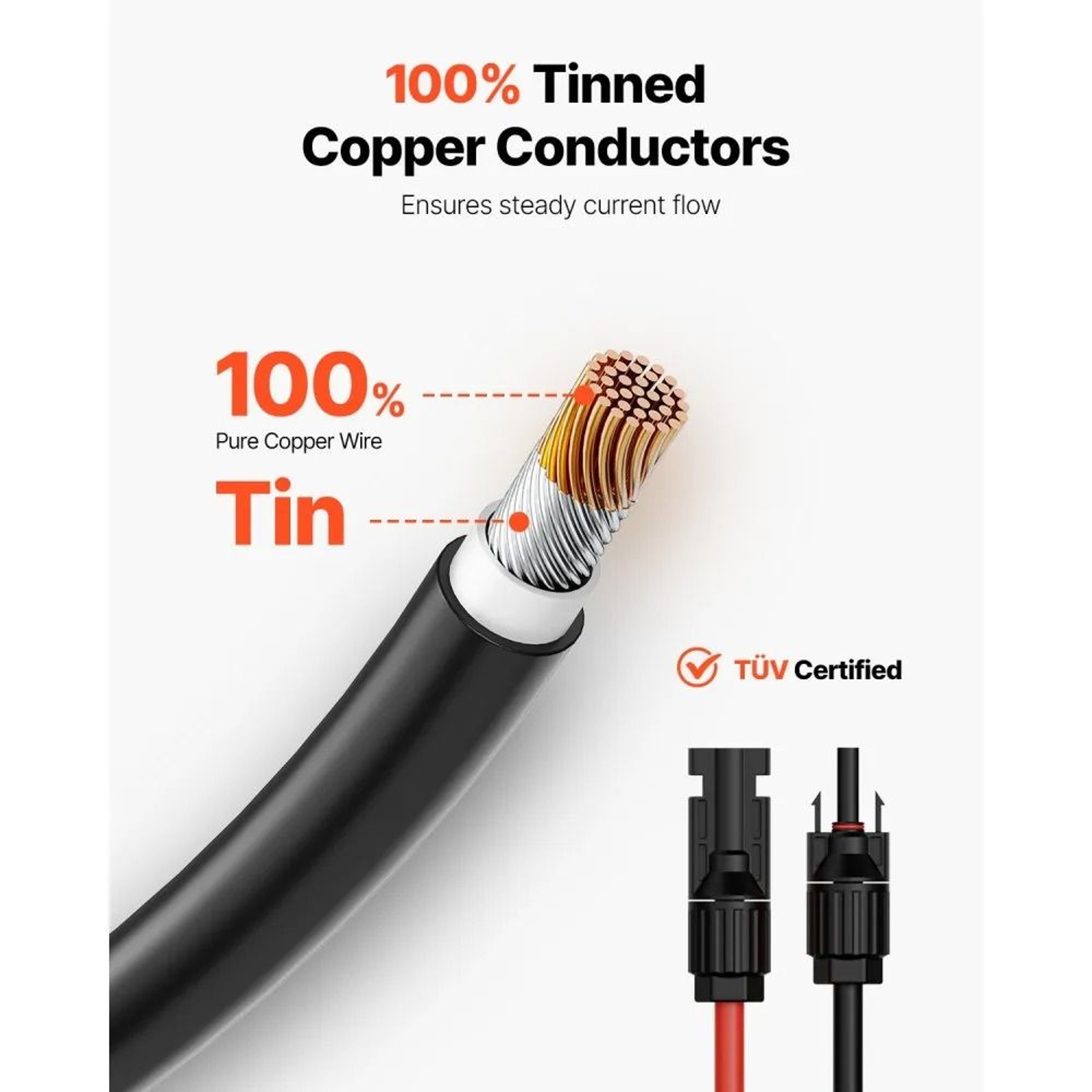 100FT 10AWG Solar Panel Extension Cable Set With Waterproof MC4 Connectors 7
