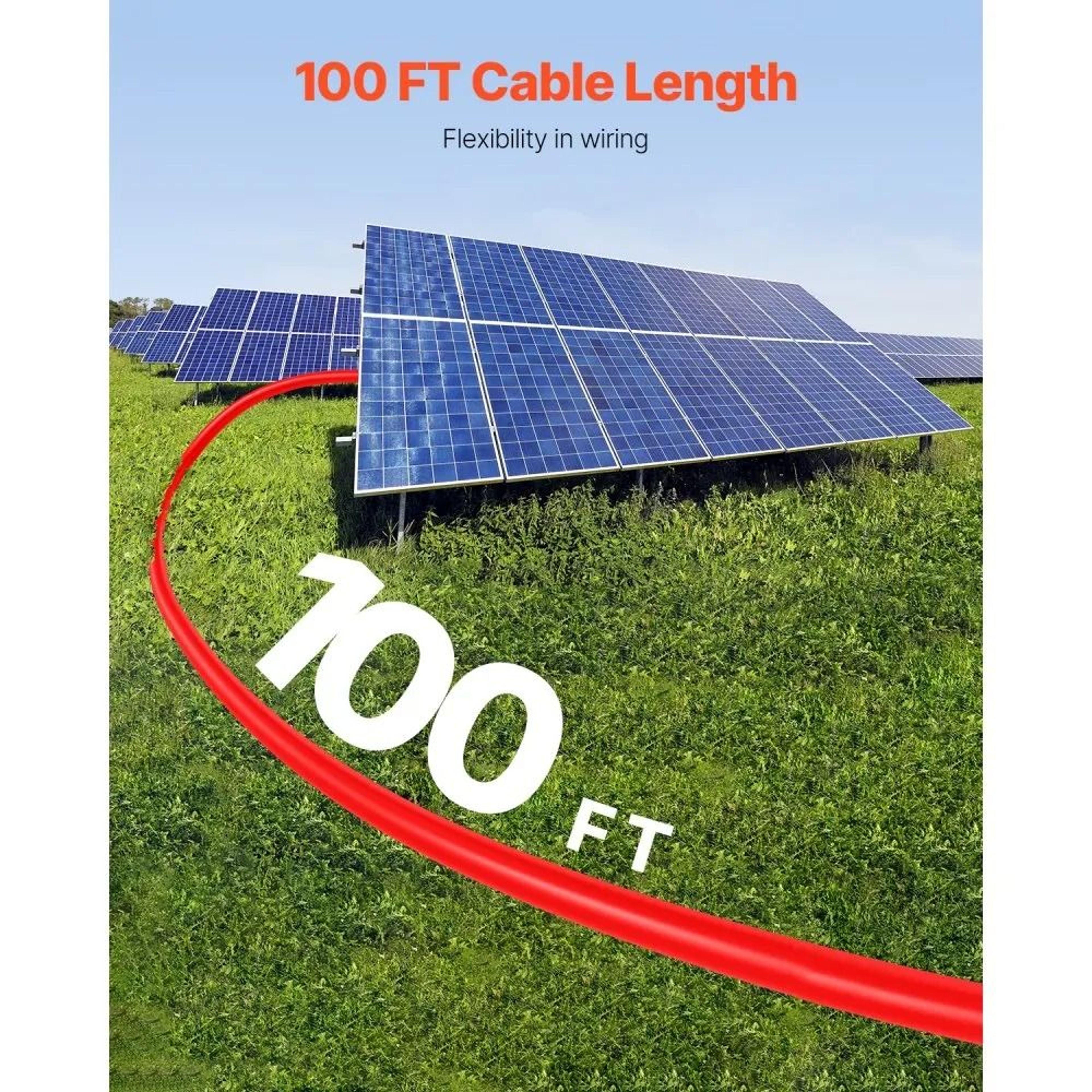 100FT 10AWG Solar Panel Extension Cable Set With Waterproof MC4 Connectors 2