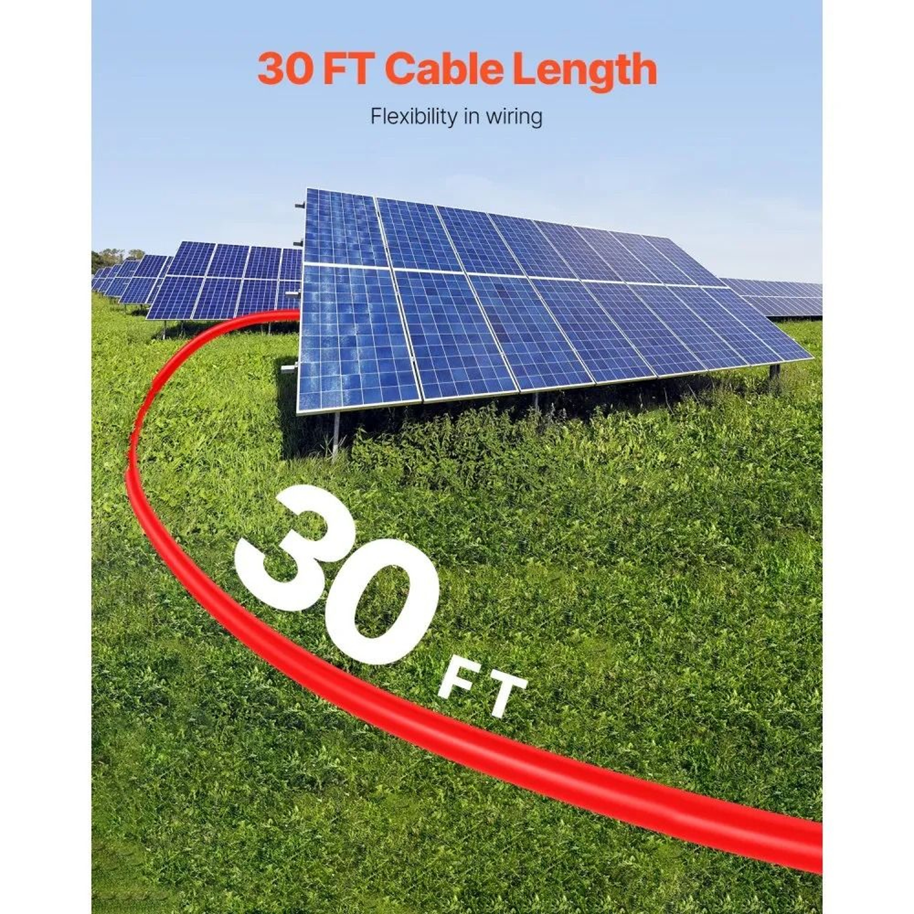 30FT Solar Panel Extension Cable 10AWG With Waterproof MC4 Connectors 2 Pack 2