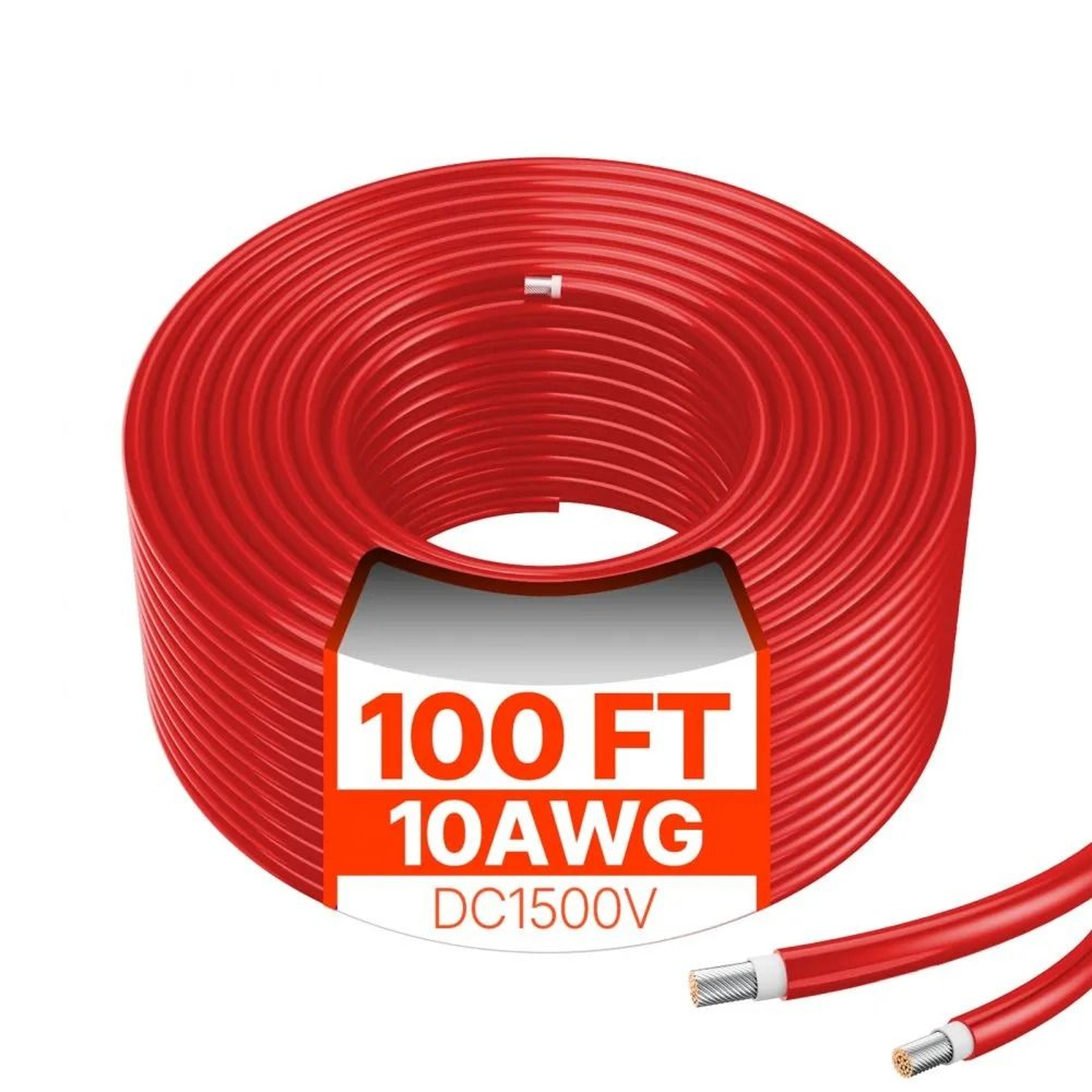 100FT Solar Panel Extension Cable 10AWG Waterproof Red PV Wire 0