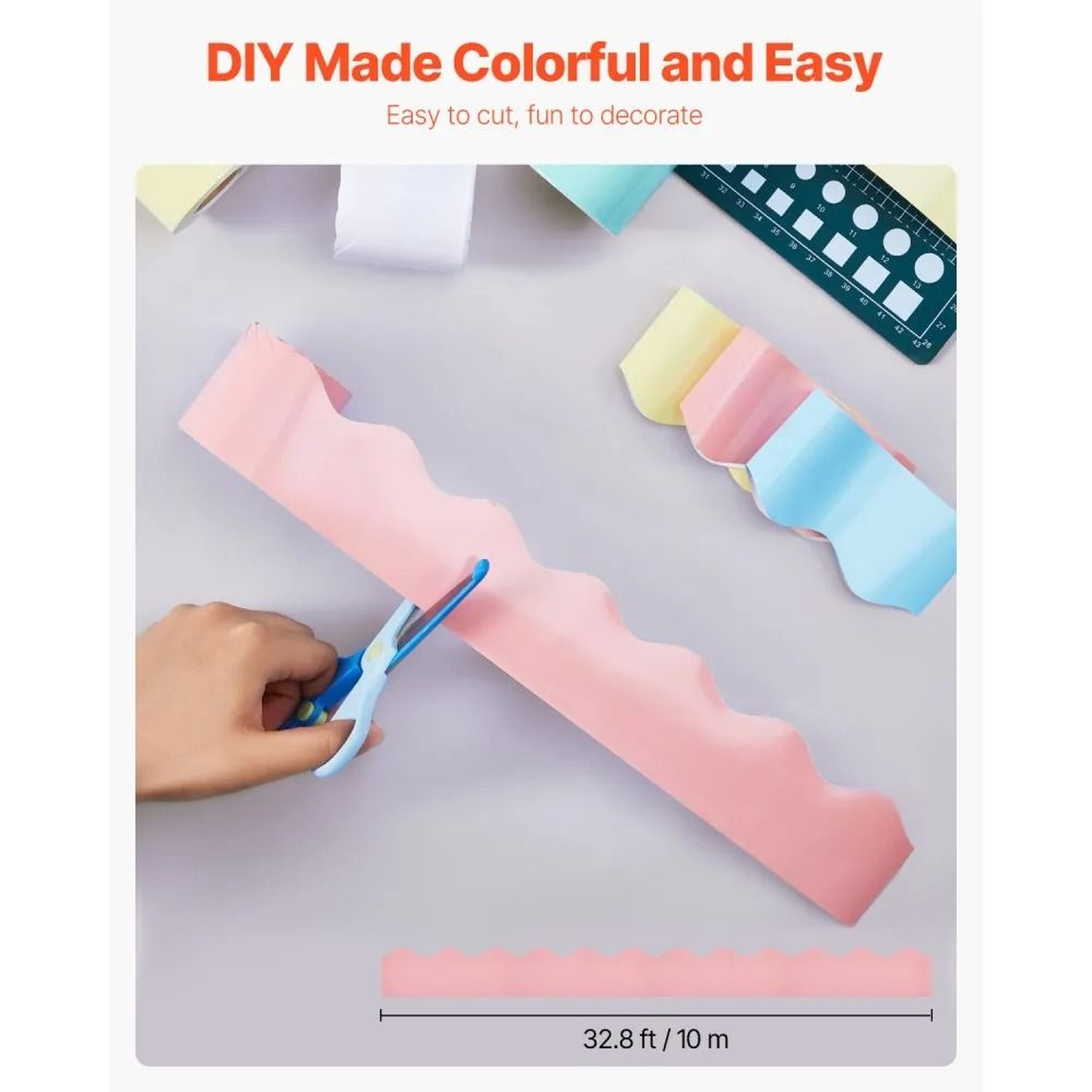 Scalloped Bulletin Board Borders 6 Rolls Of Colorful Boho Classroom Decor Trim 1