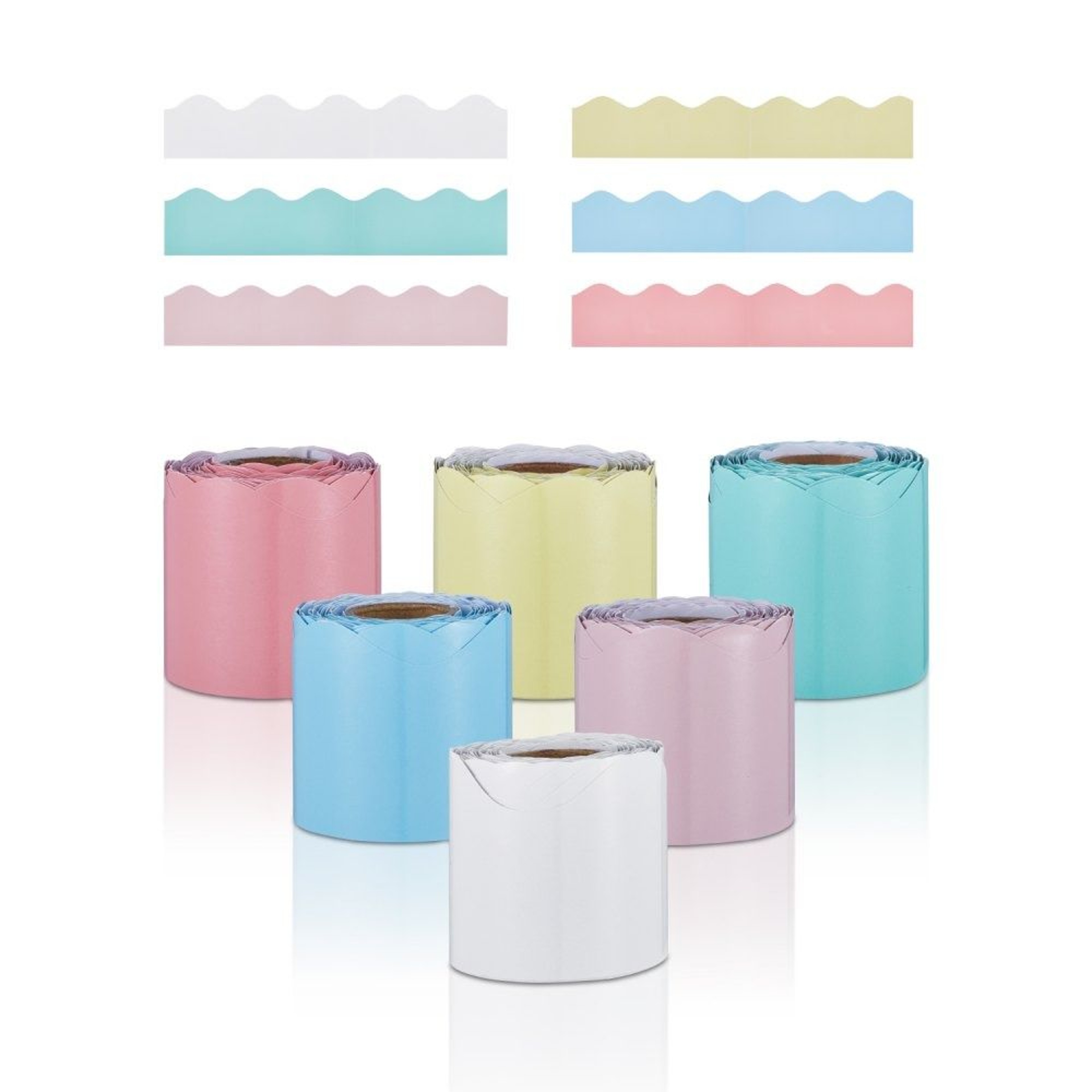 Scalloped Bulletin Board Borders 6 Rolls Of Colorful Boho Classroom Decor Trim 0