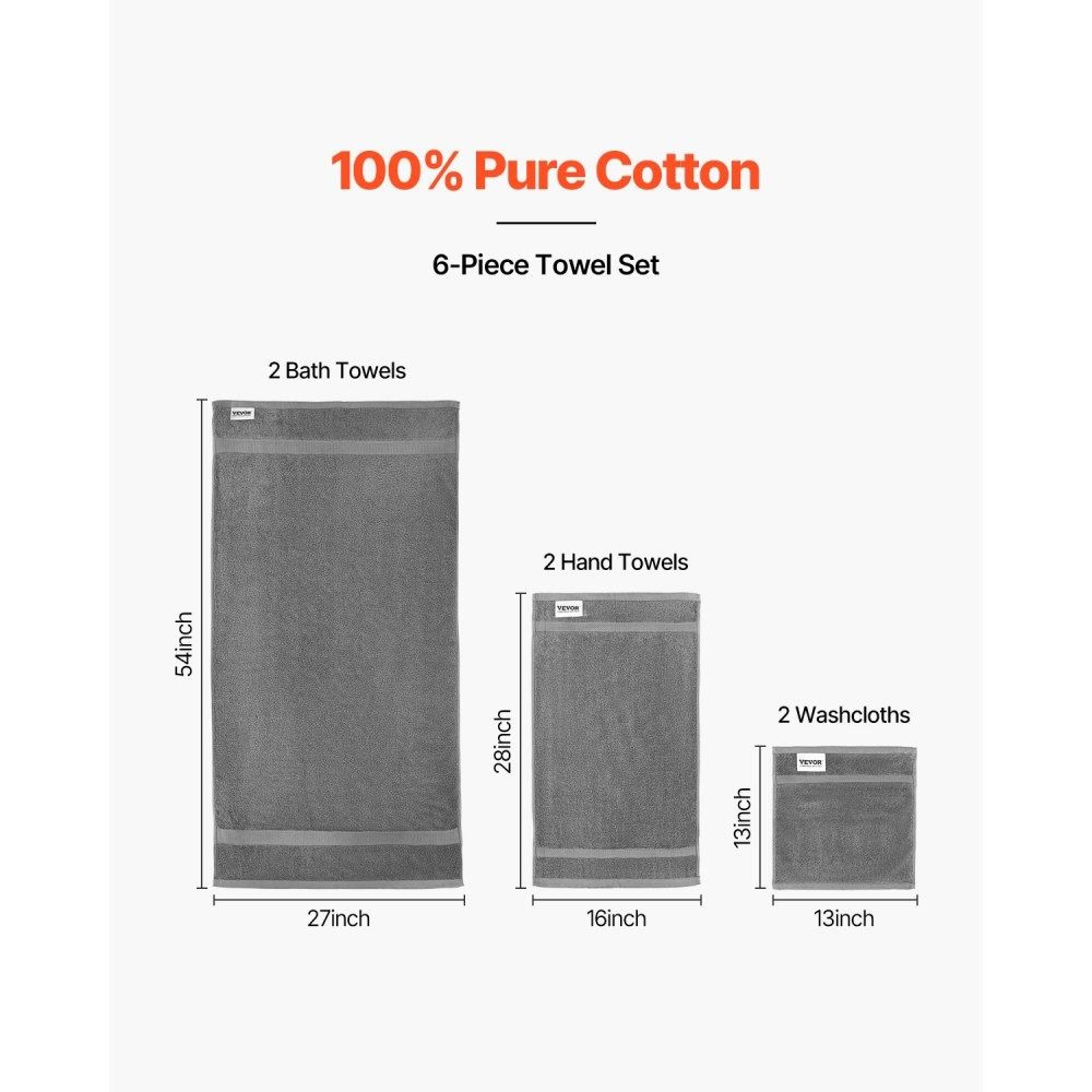 6Piece 100 Cotton Bathroom Towel Set With 600 GSM Soft Absorbent Towels 5
