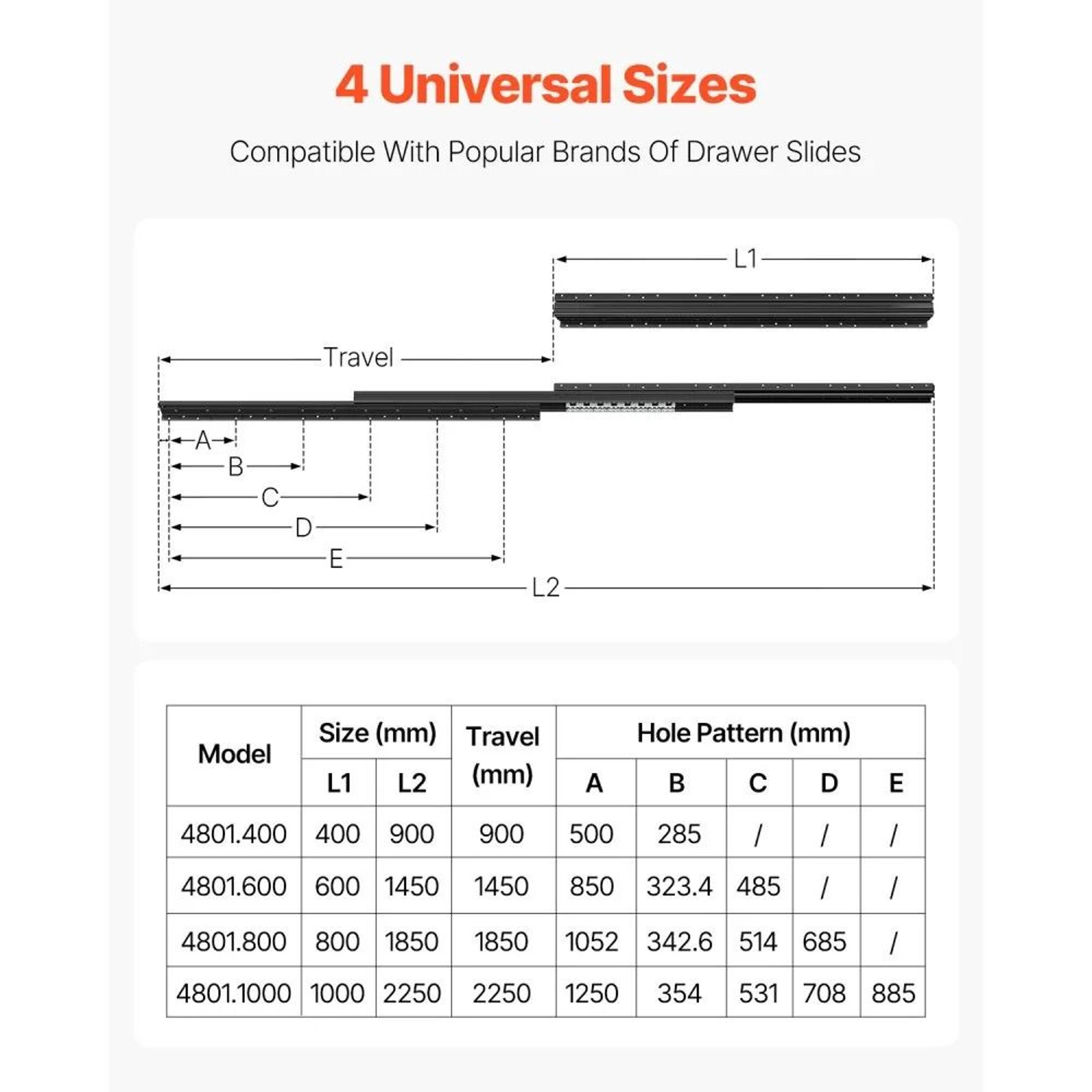 Heavy Duty Undermount Drawer Slides With Full Extension And 260 Lb Capacity 5