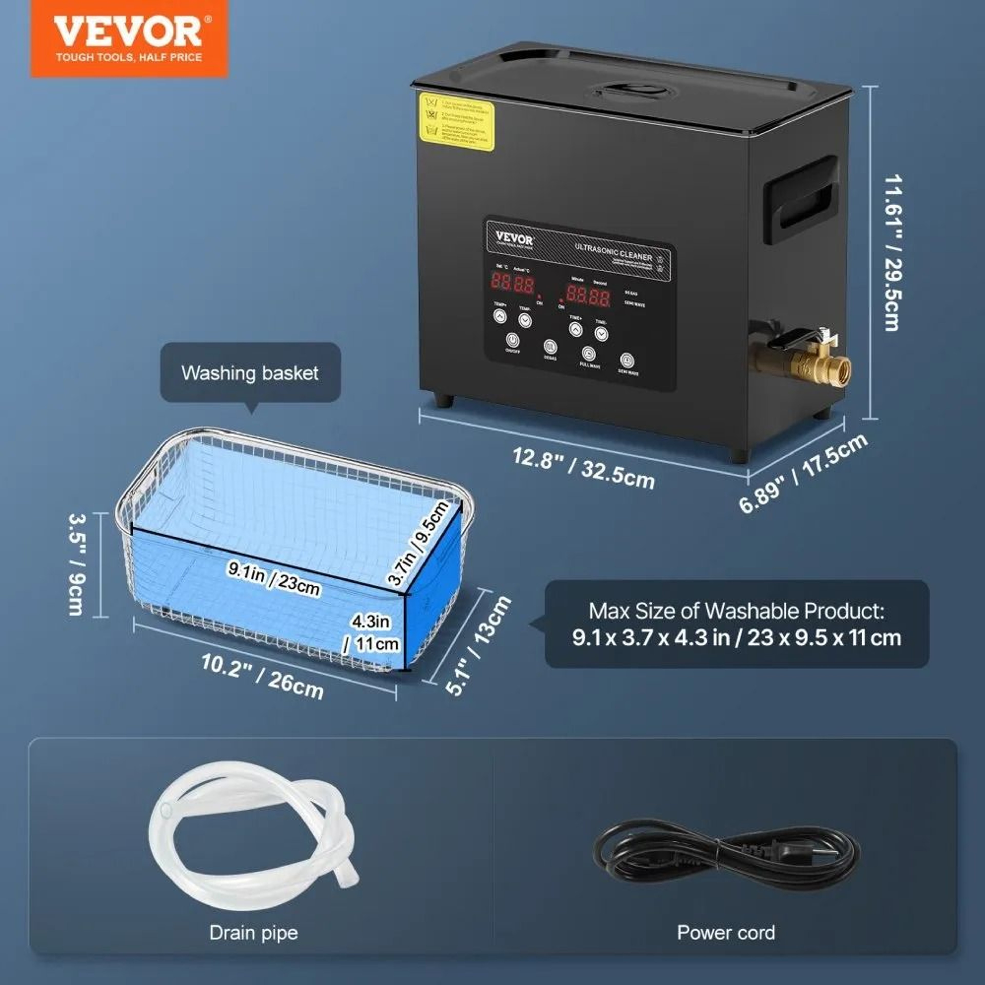 6L Ultrasonic Cleaner With 40kHz Digital Timer And Adjustable Heater 6
