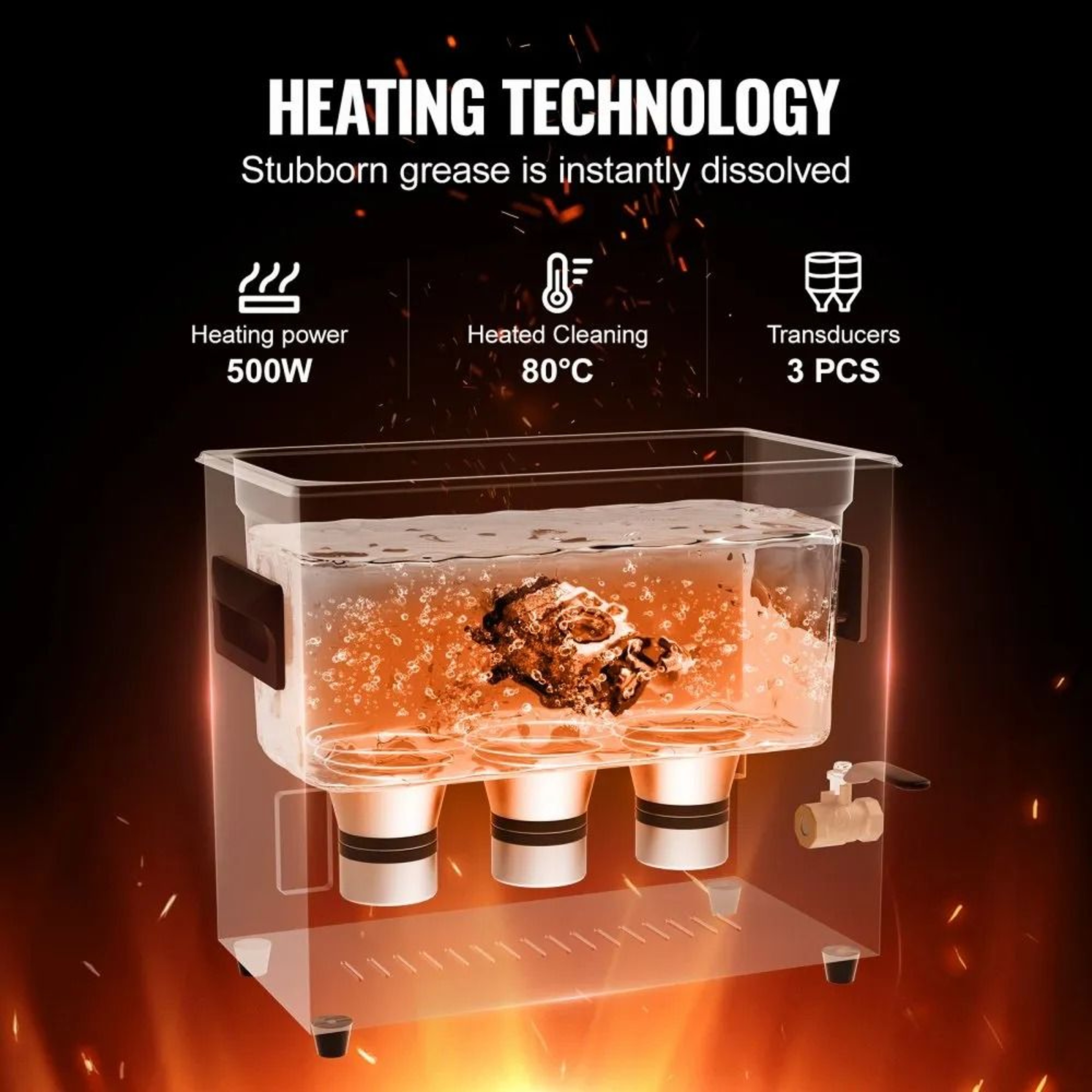 6L Ultrasonic Cleaner With 40kHz Digital Timer And Adjustable Heater 5