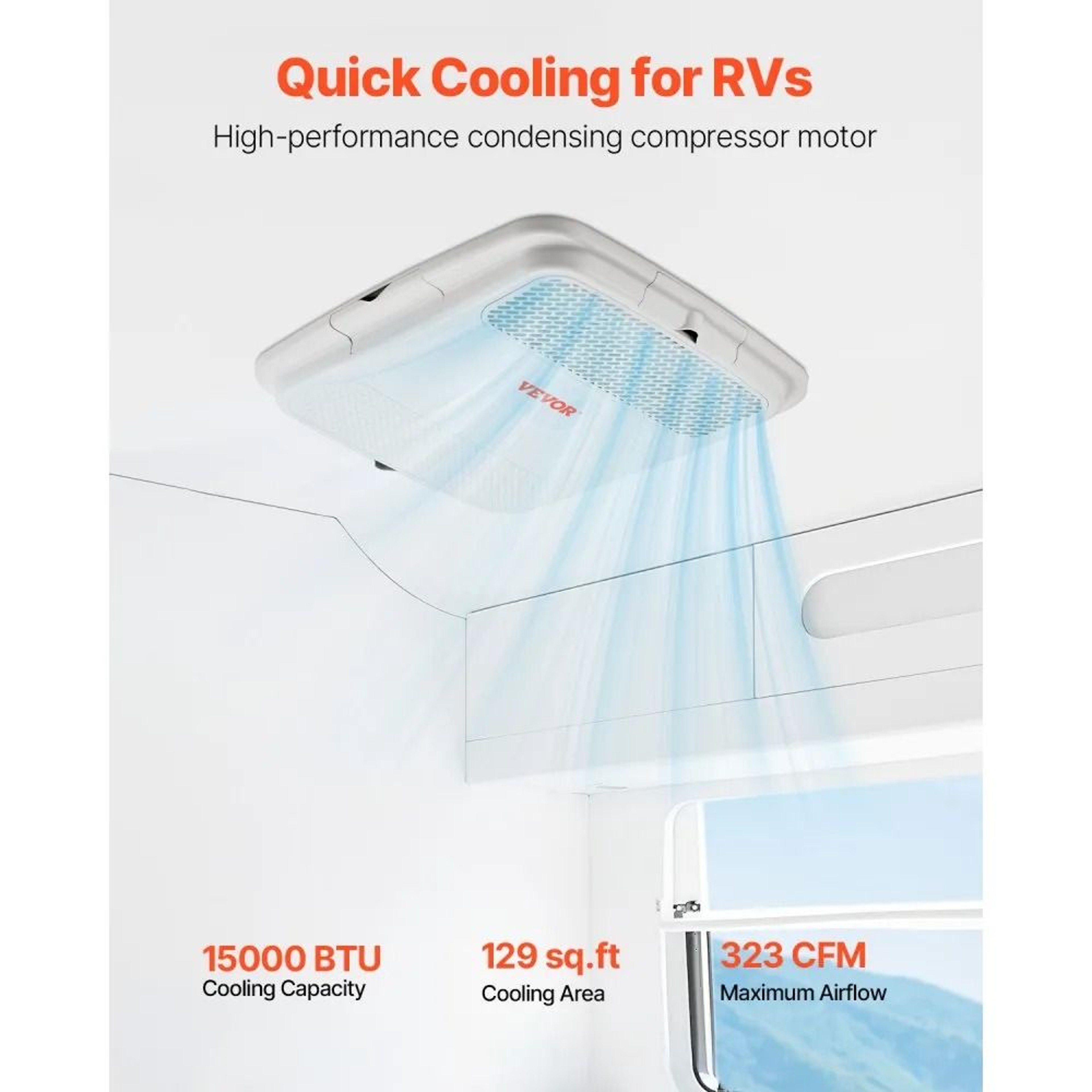 15000 BTU Rooftop RV Air Conditioner With NonDucted Cooling And 3Speed Fan 5