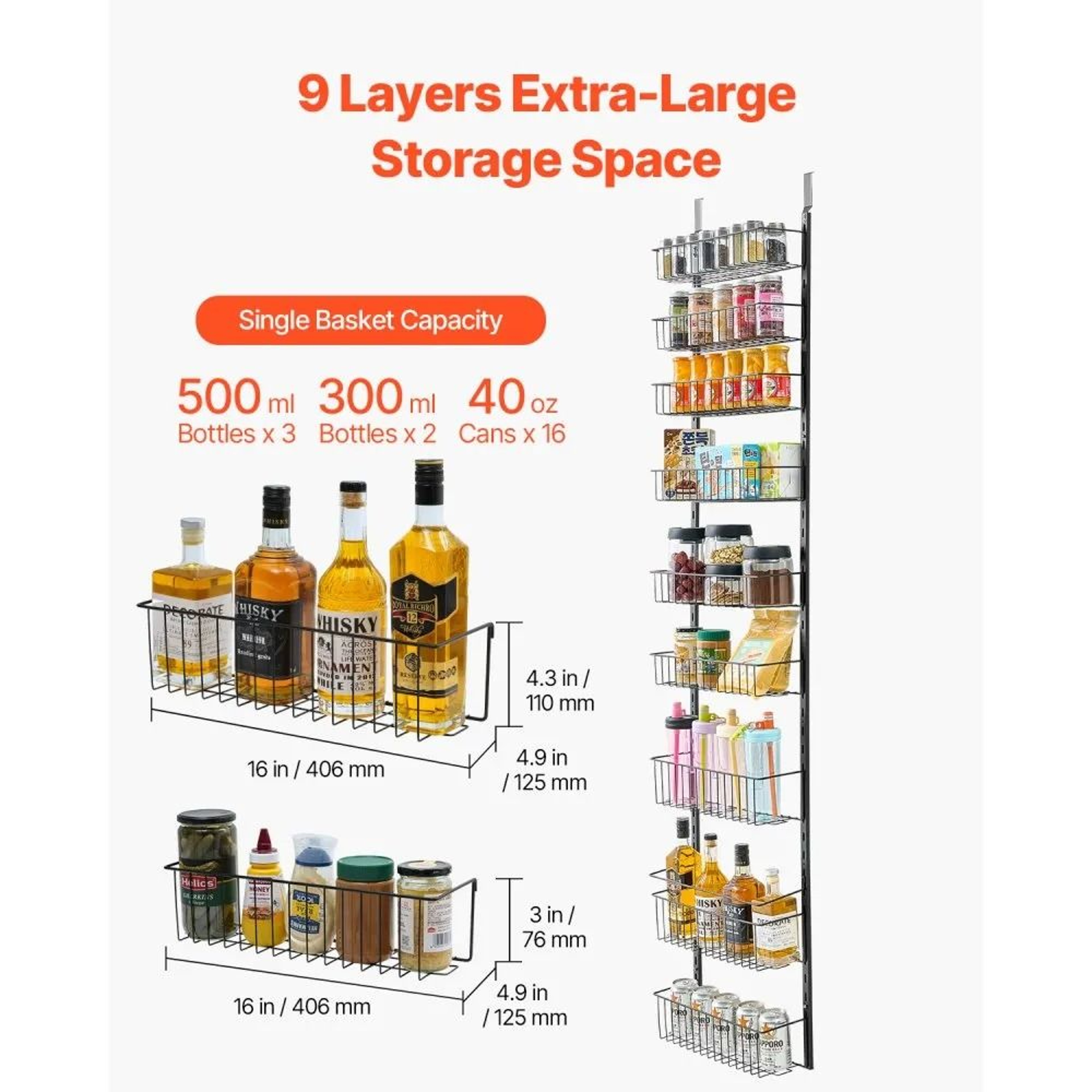 9Tier Over The Door Pantry Organizer With Adjustable Steel Storage Baskets 1