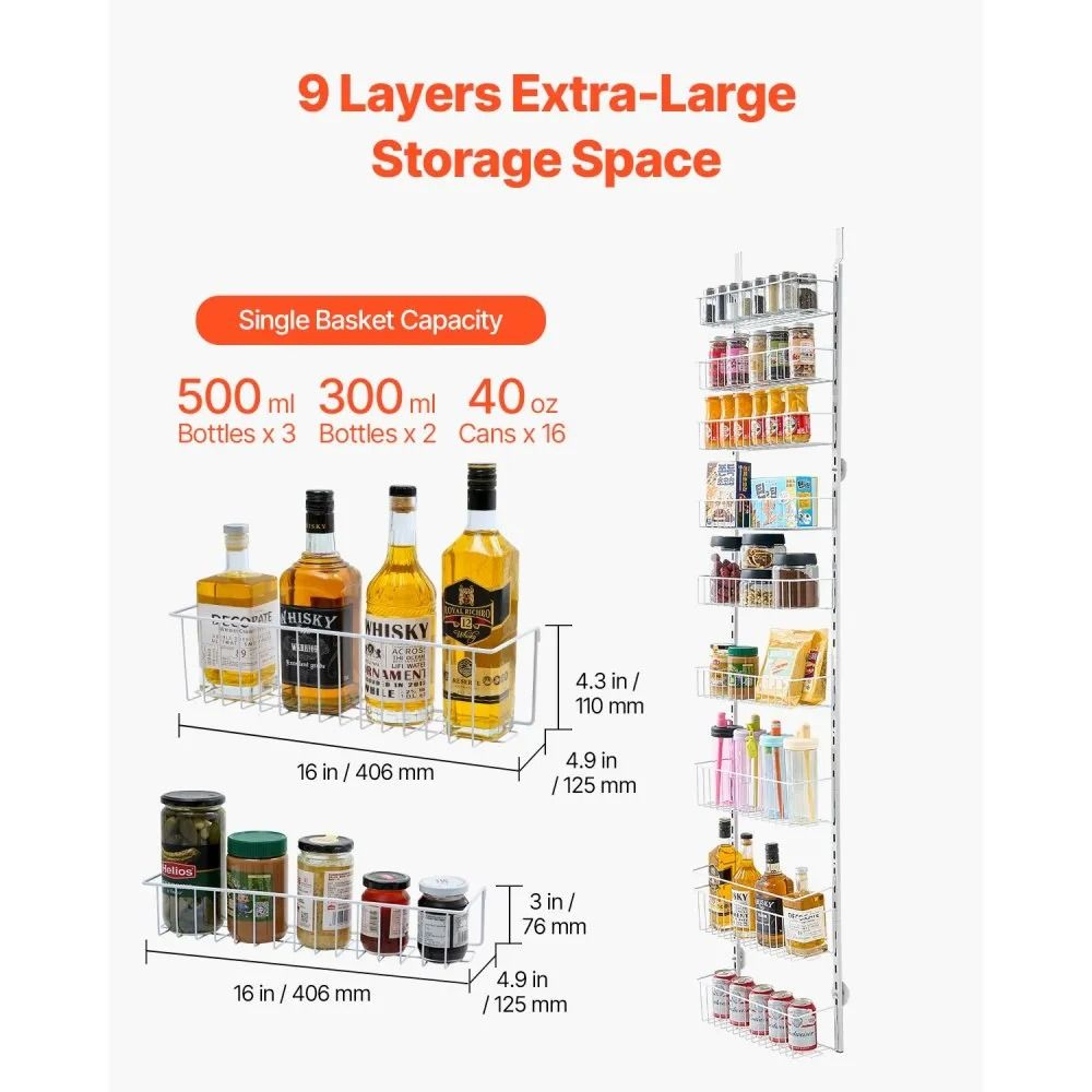 9Tier Over The Door Pantry Organizer With Adjustable Steel Baskets 4