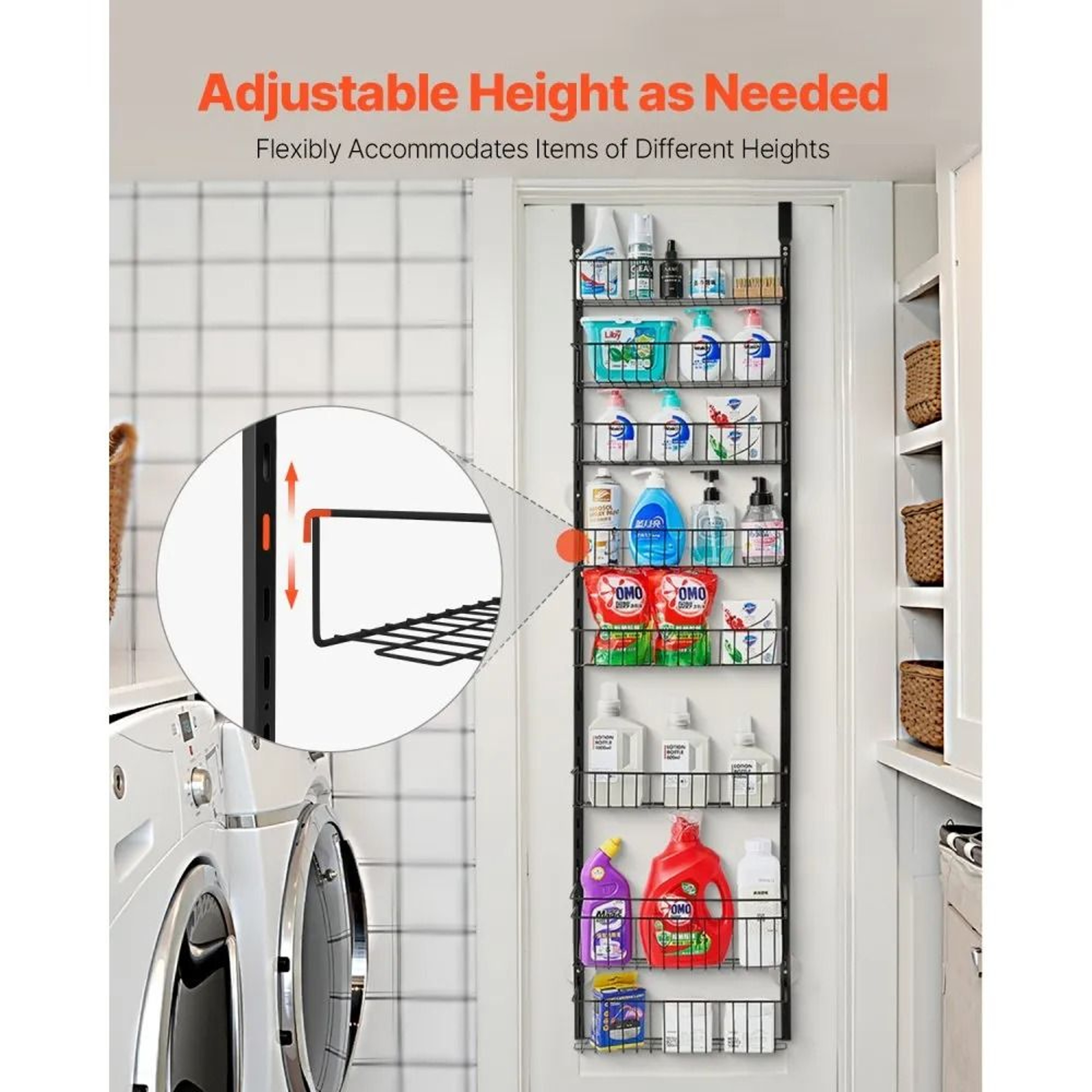 8Tier Over The Door Pantry Organizer With Adjustable Steel Storage Baskets 4