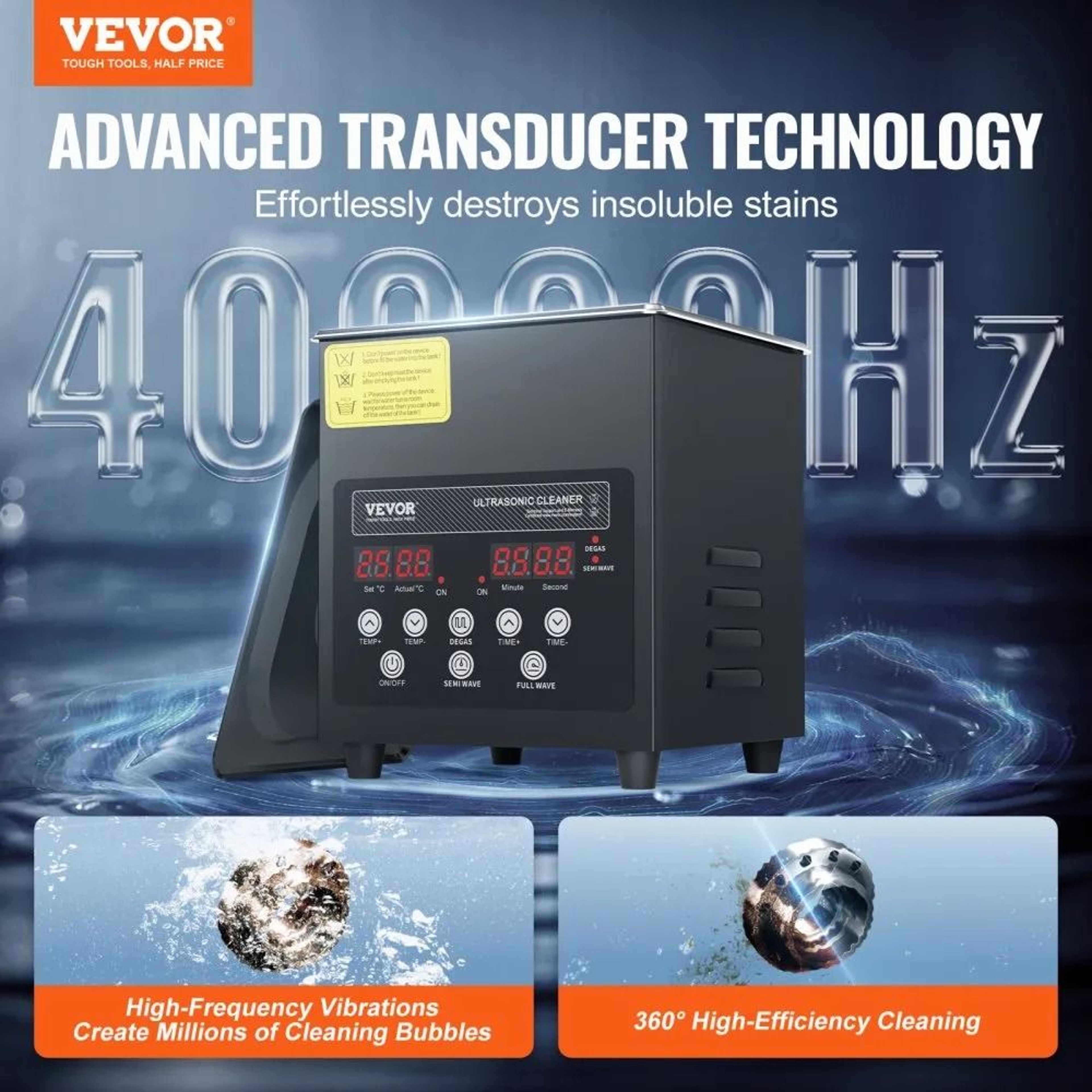 2L Ultrasonic Cleaner With 40kHz Cleaning Power And Digital Heater Timer 1